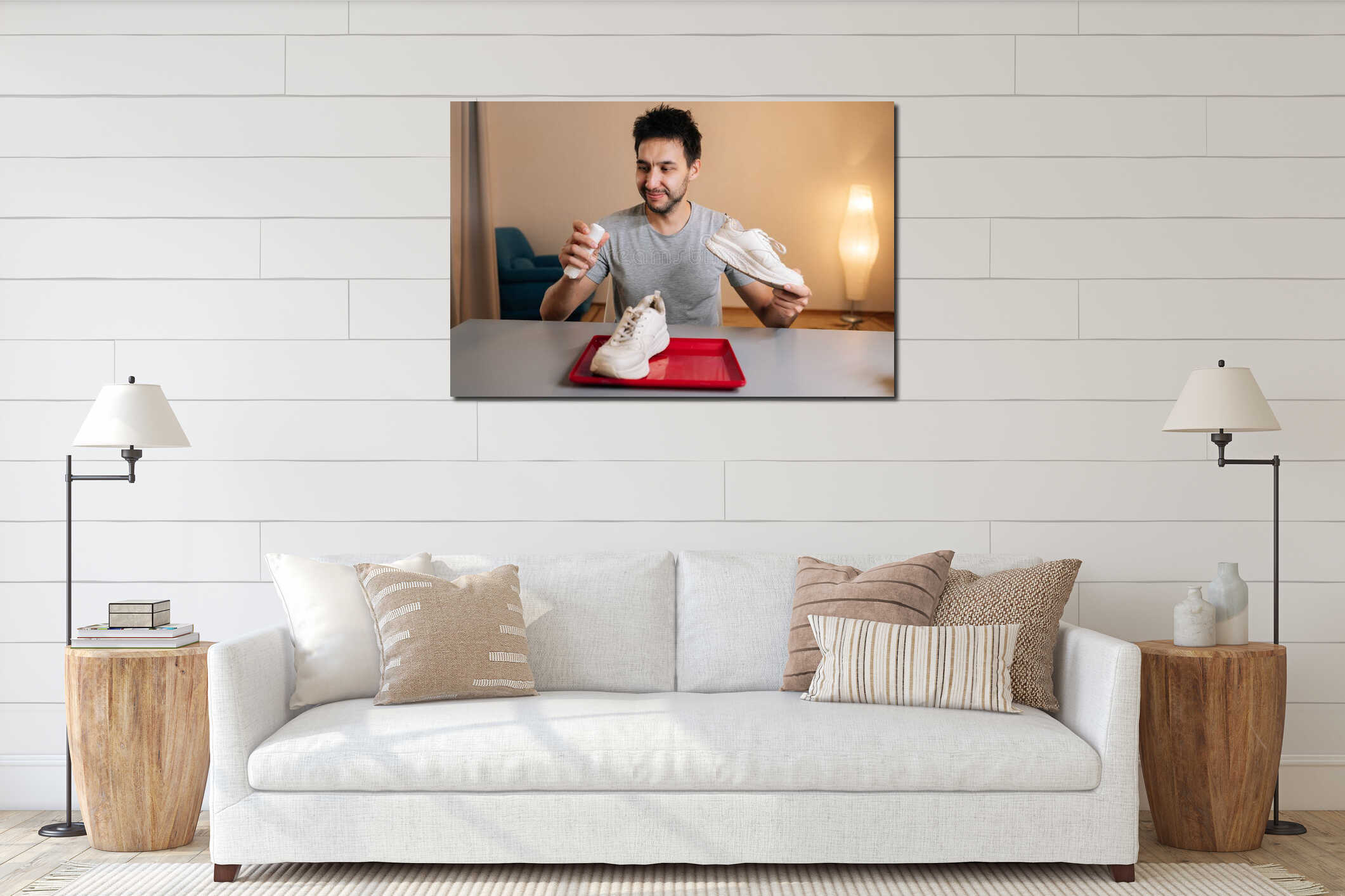 Canvas hanging interior mockup
