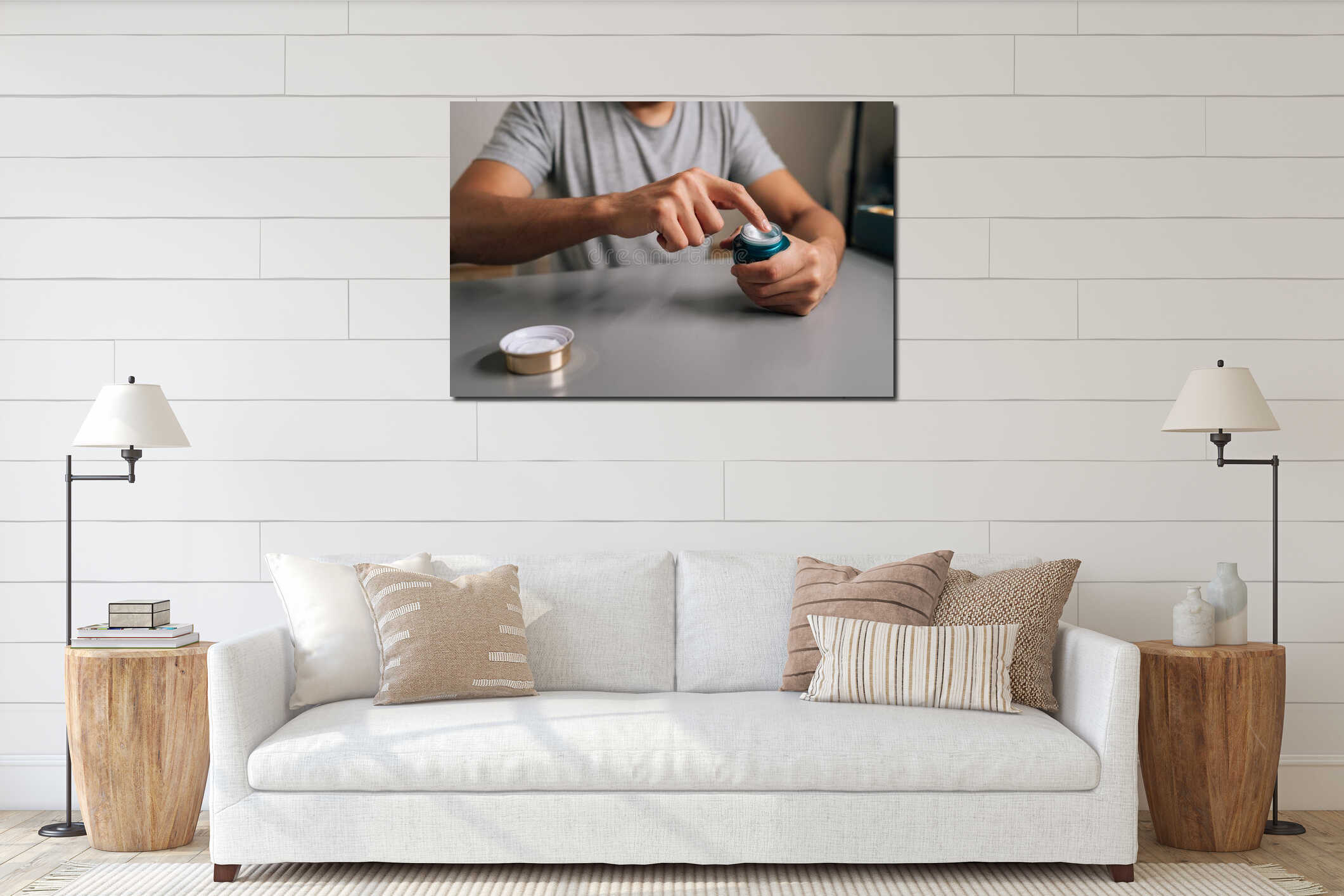 Canvas hanging interior mockup