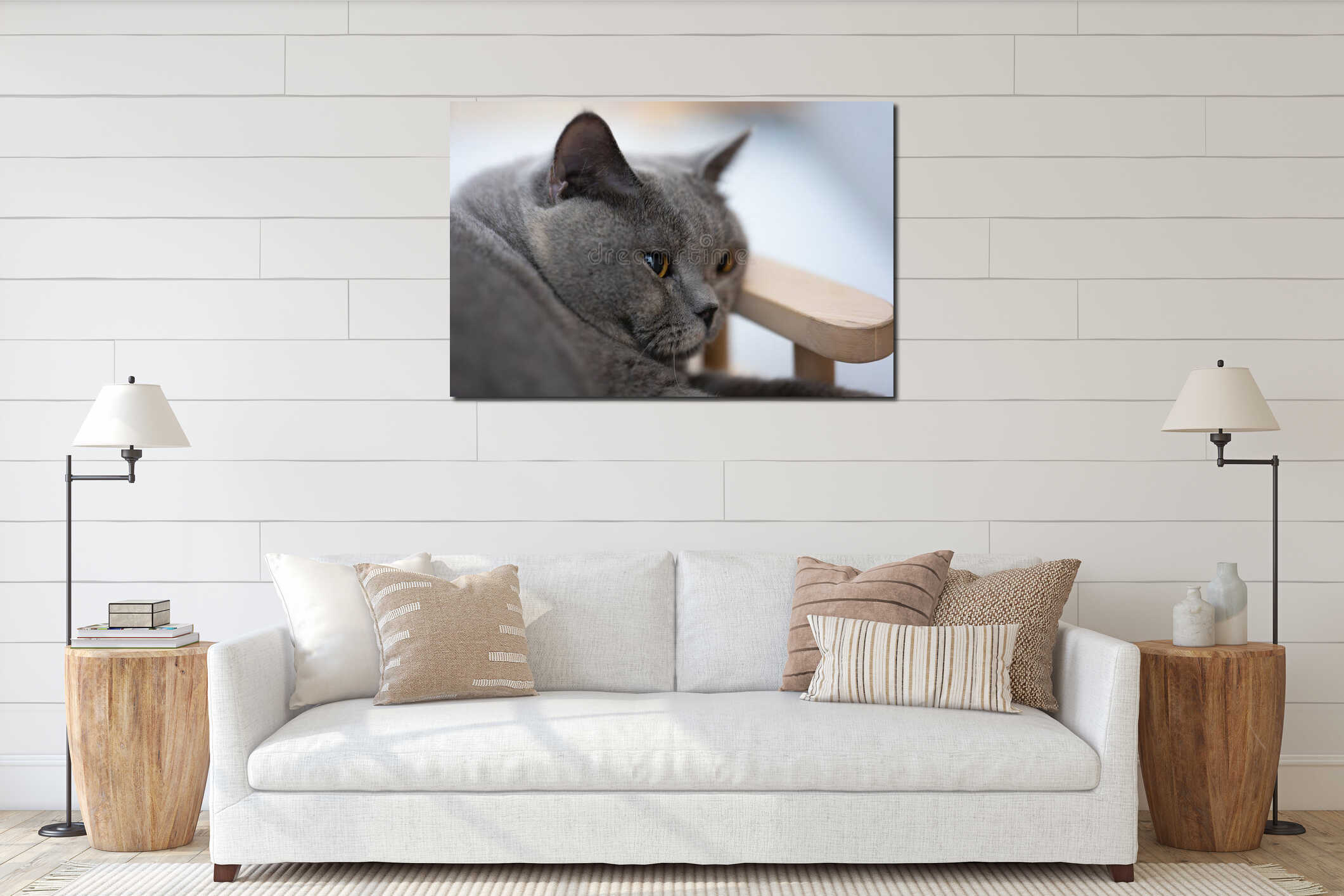 Canvas hanging interior mockup
