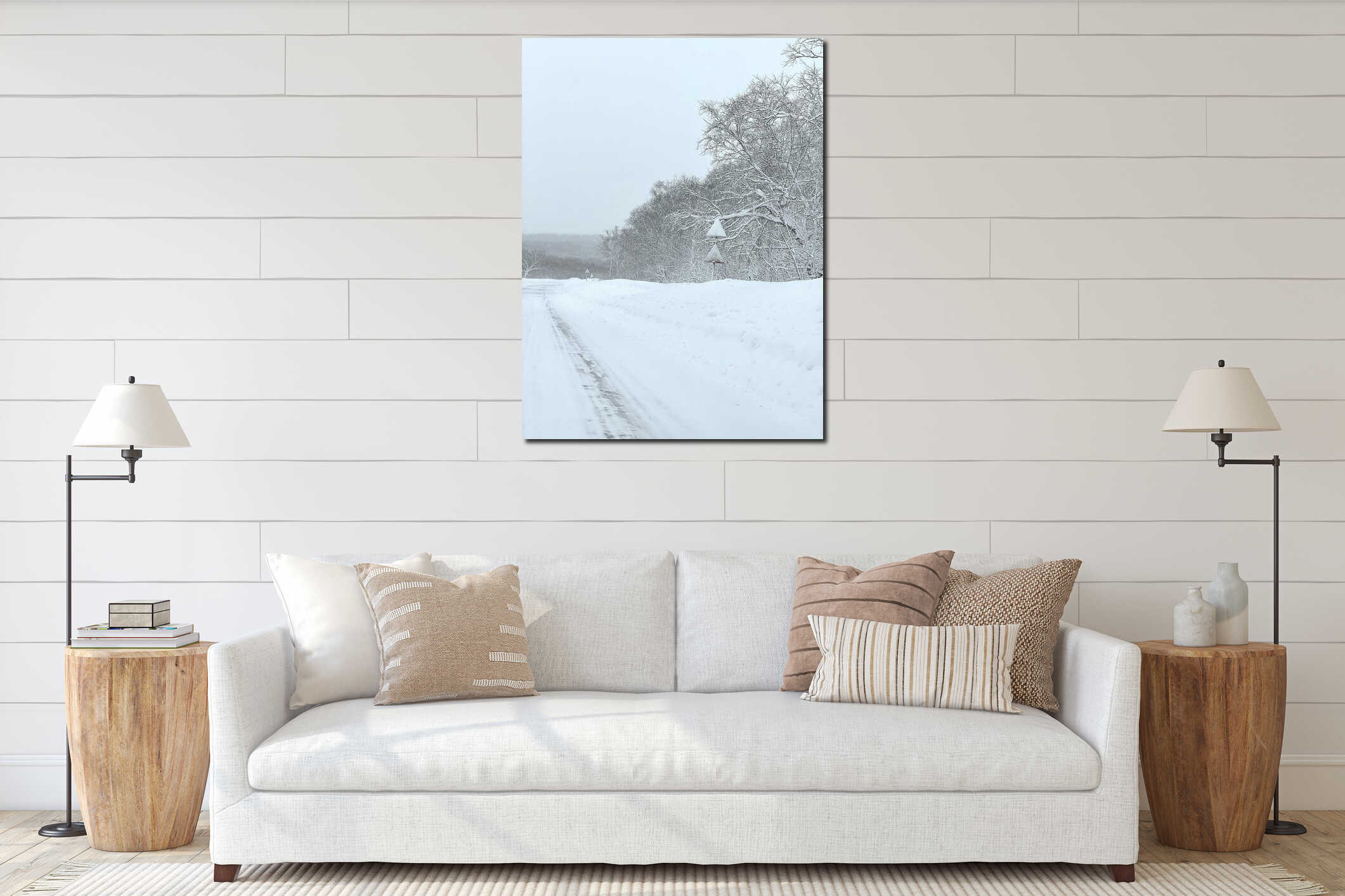 Canvas hanging interior mockup