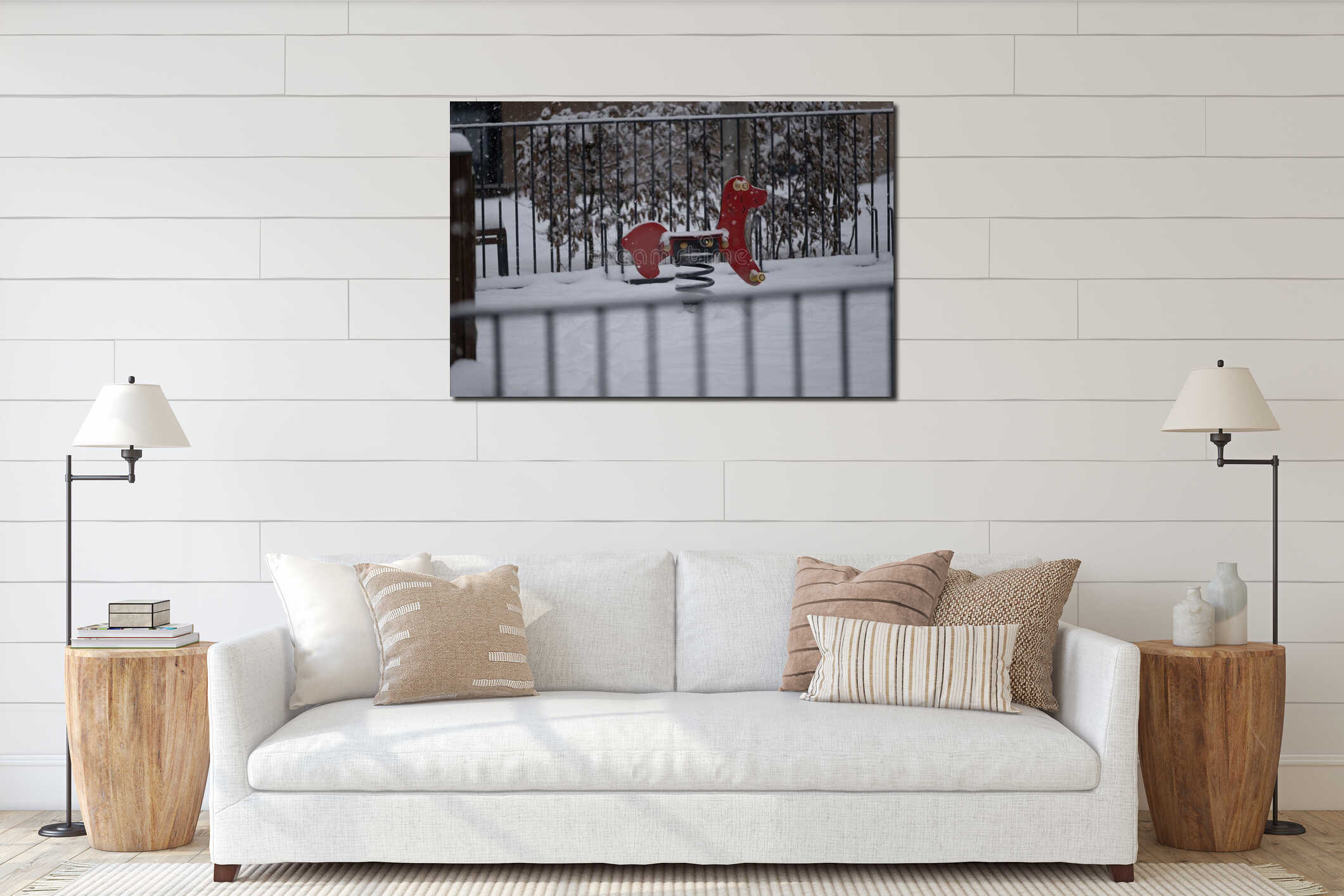 Canvas hanging interior mockup