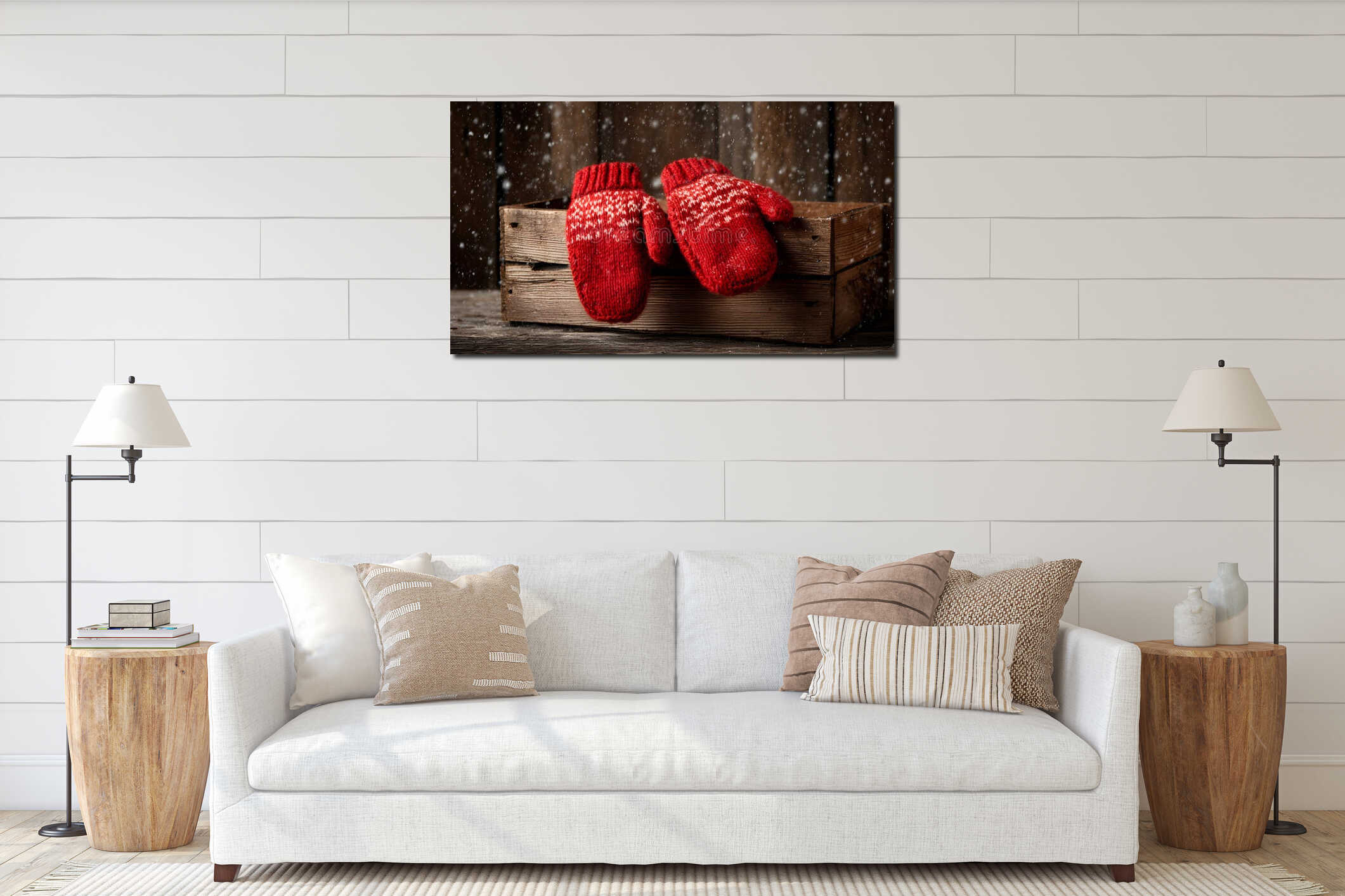 Canvas hanging interior mockup