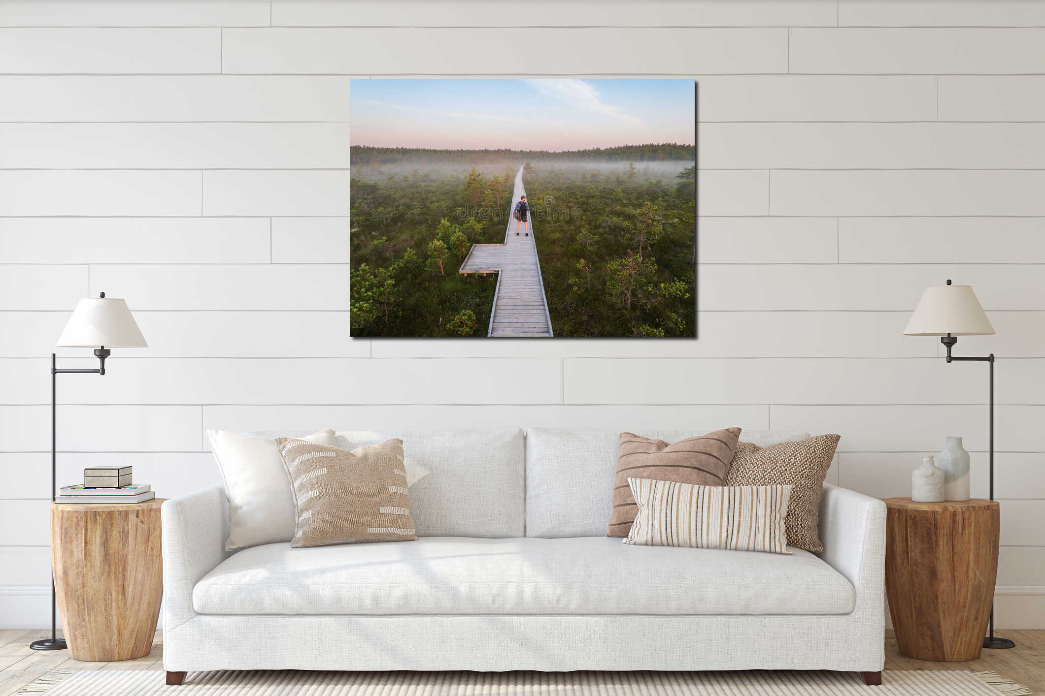 Canvas hanging interior mockup