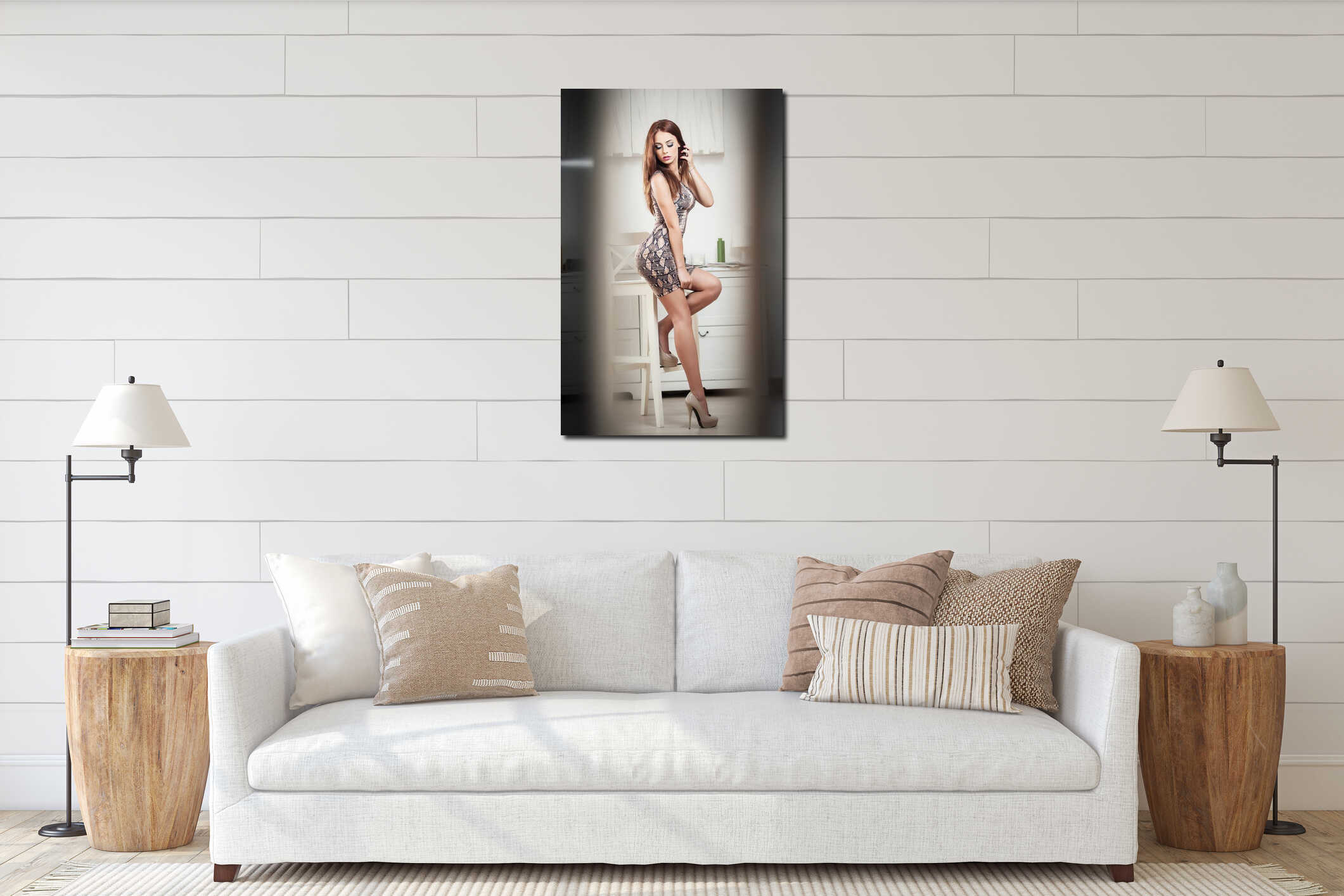 Canvas hanging interior mockup