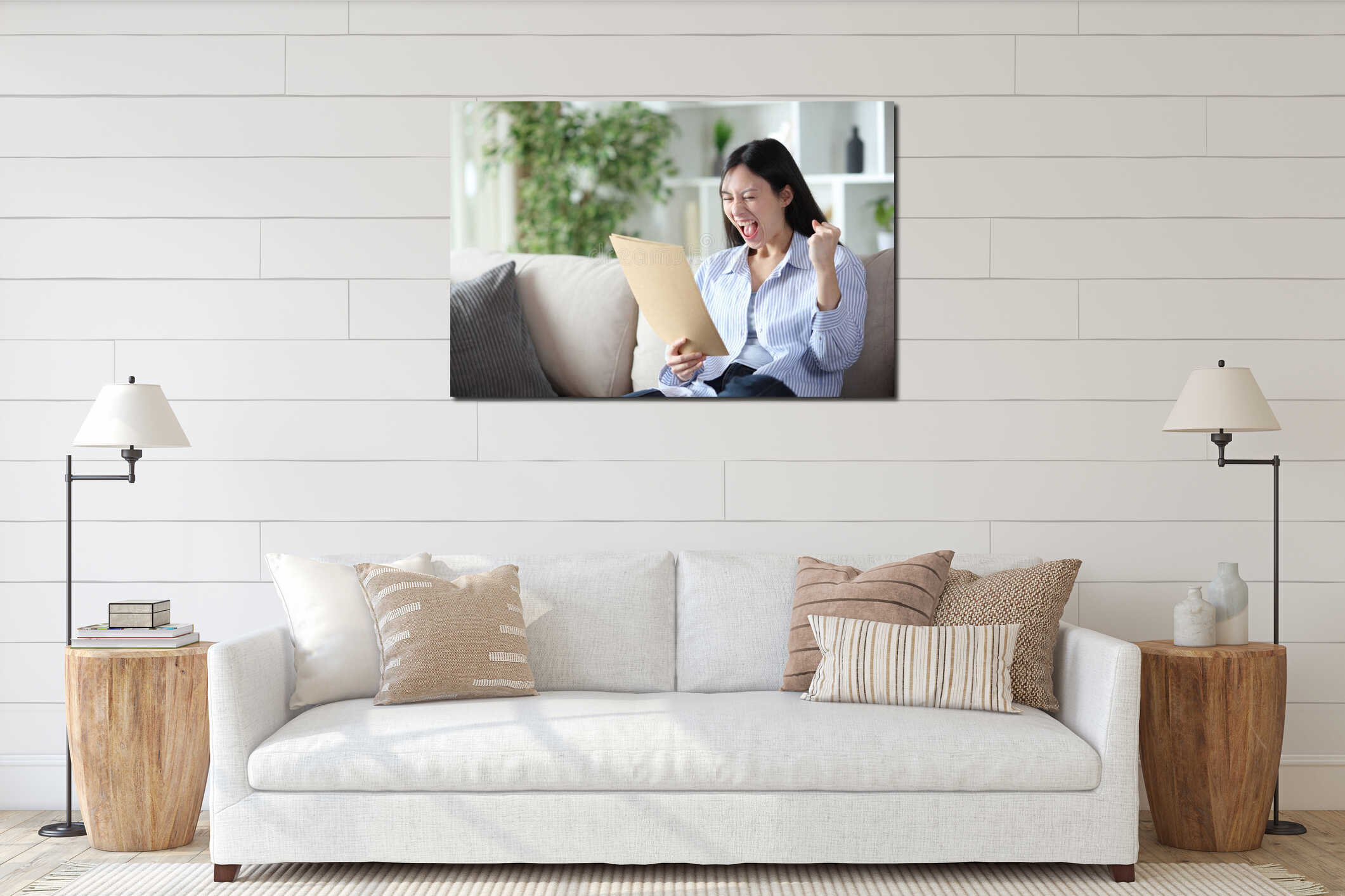 Canvas hanging interior mockup