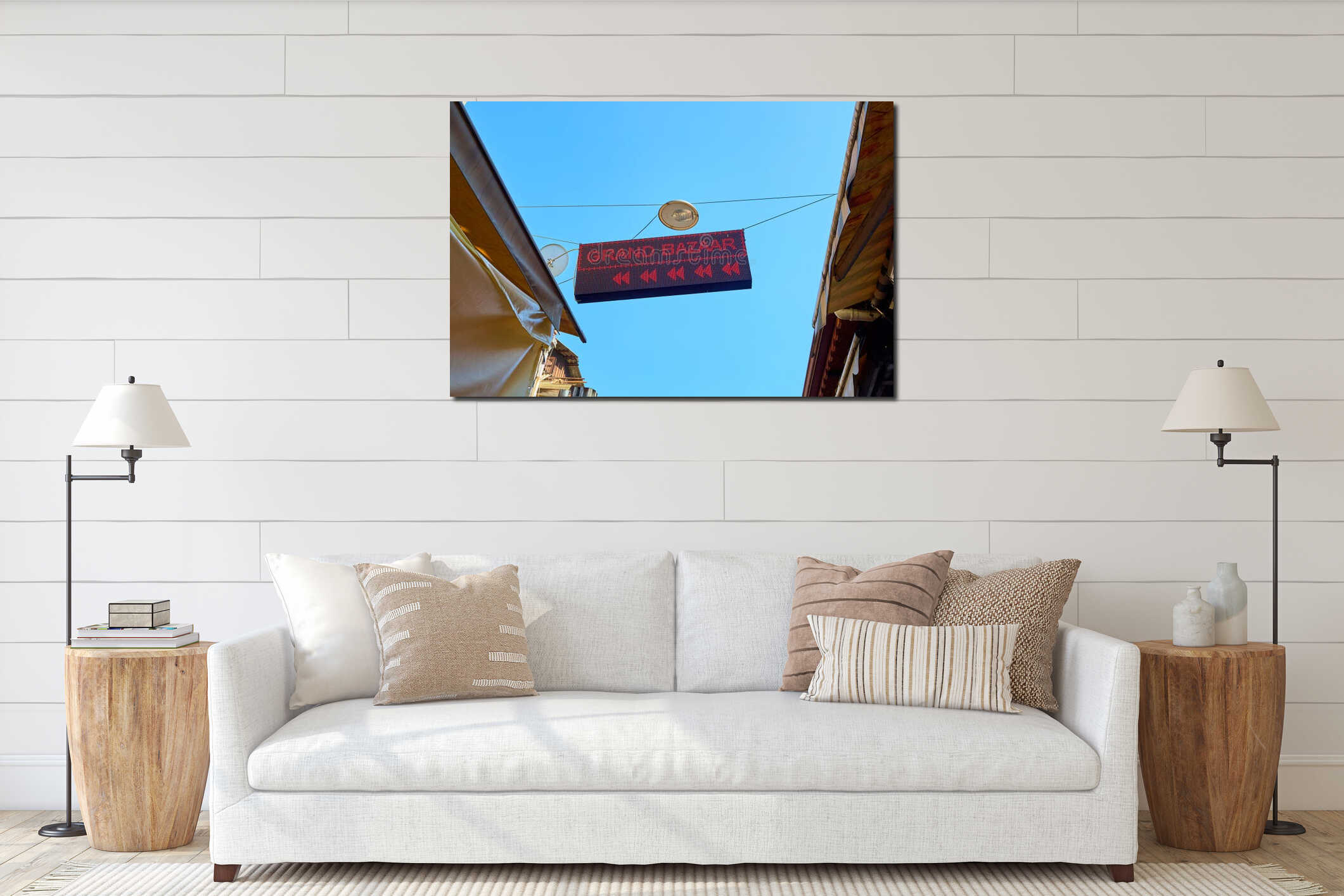 Canvas hanging interior mockup