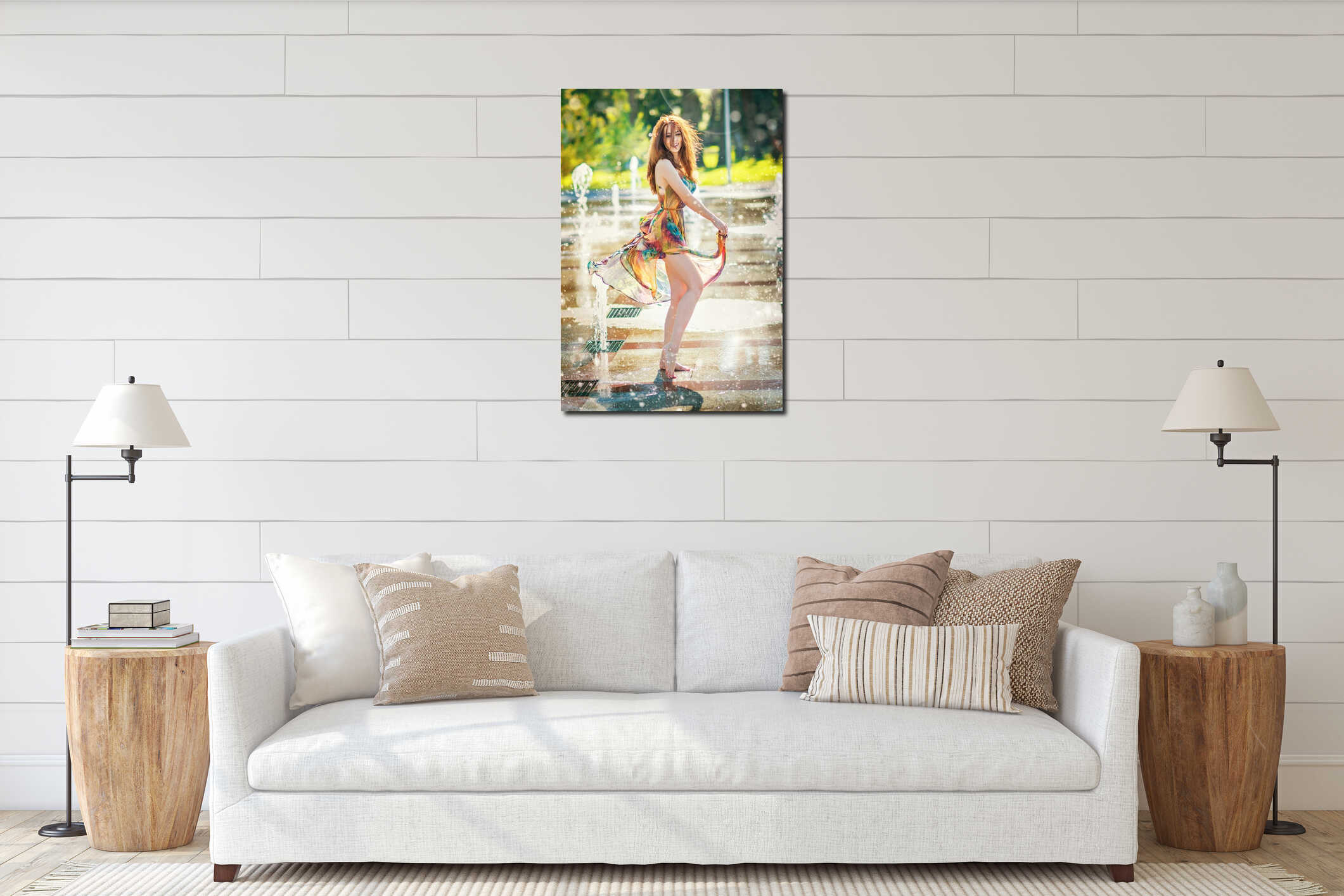 Canvas hanging interior mockup