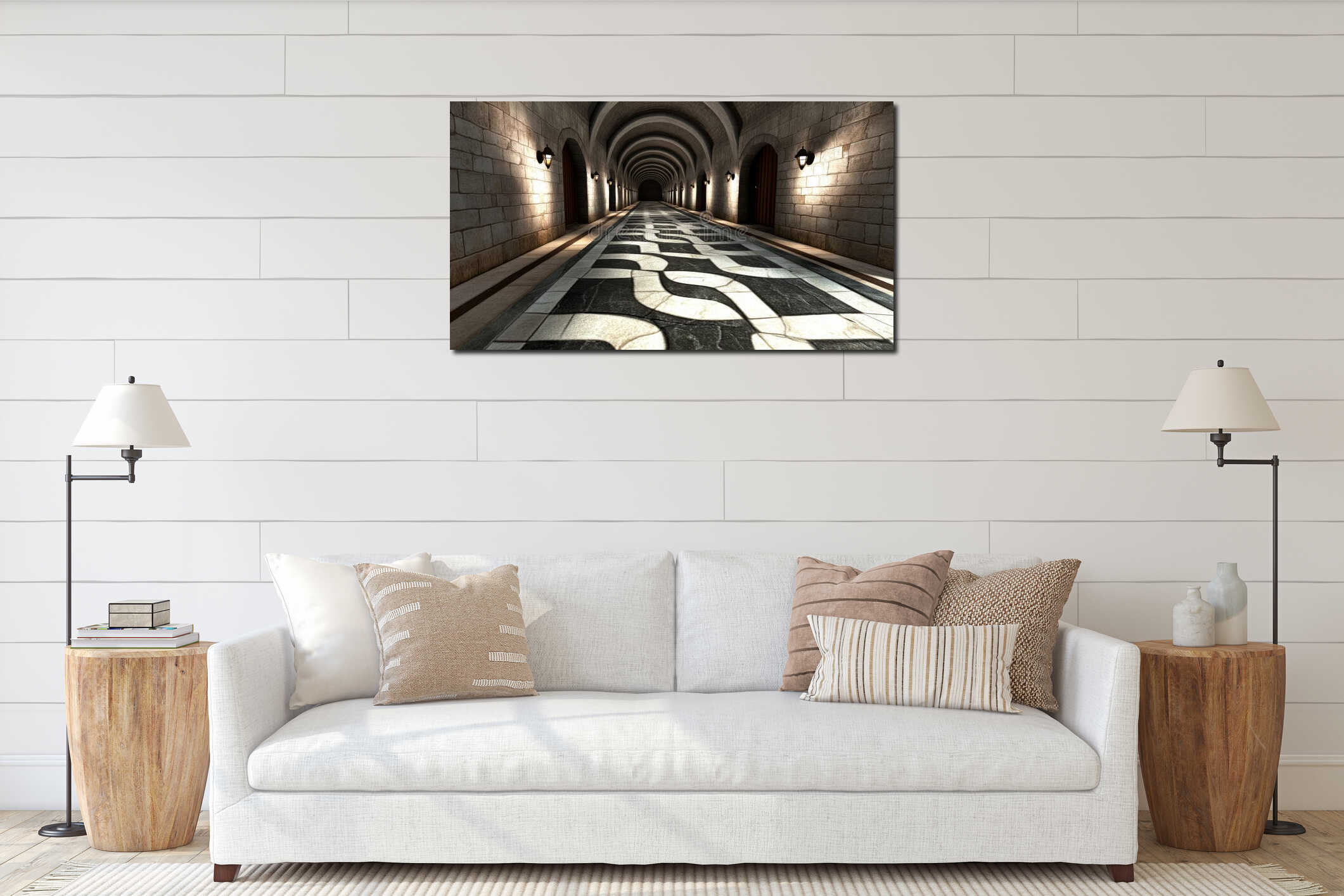 Canvas hanging interior mockup