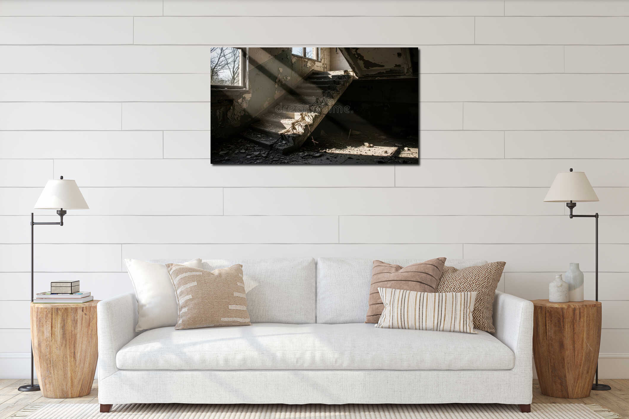 Canvas hanging interior mockup