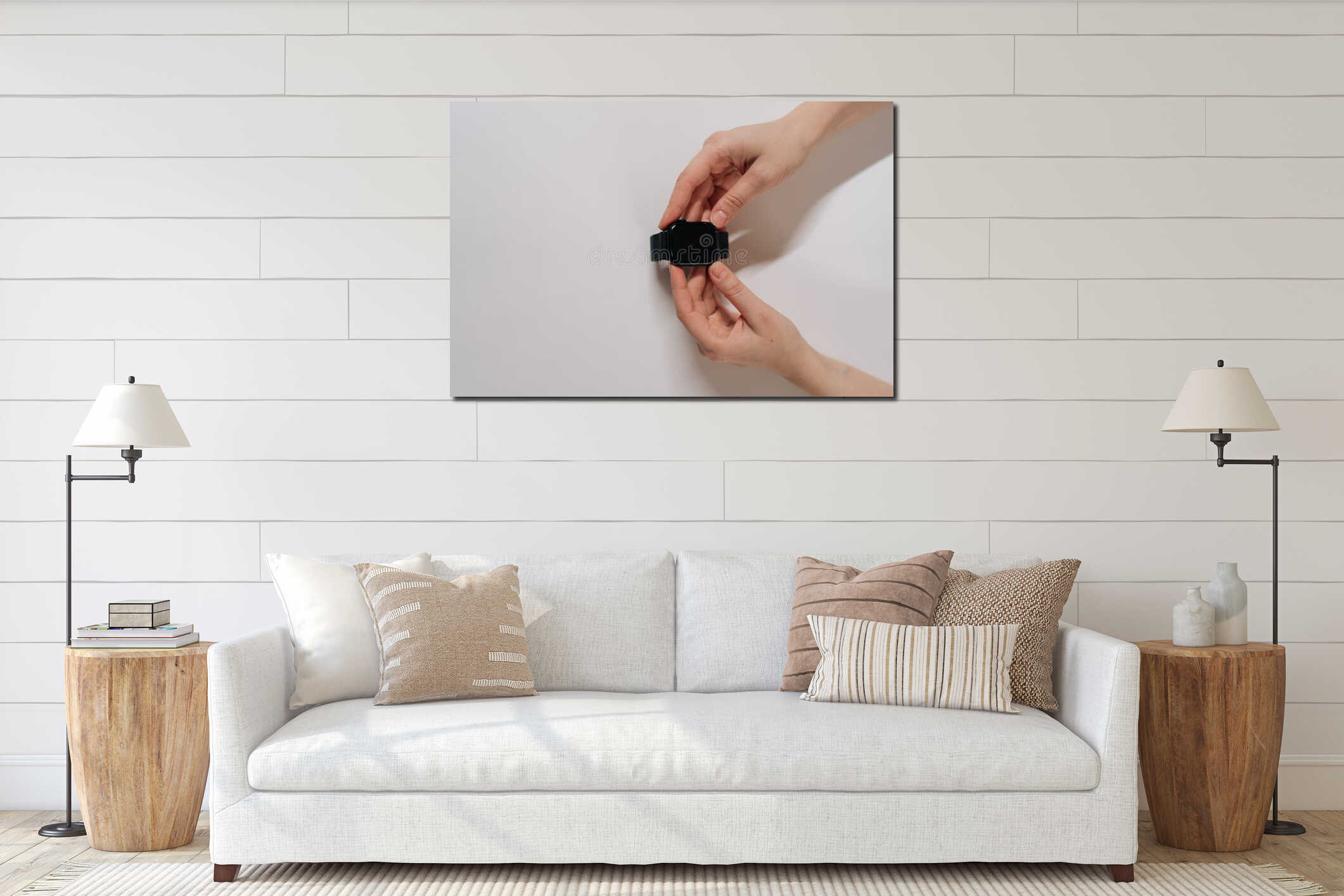 Canvas hanging interior mockup