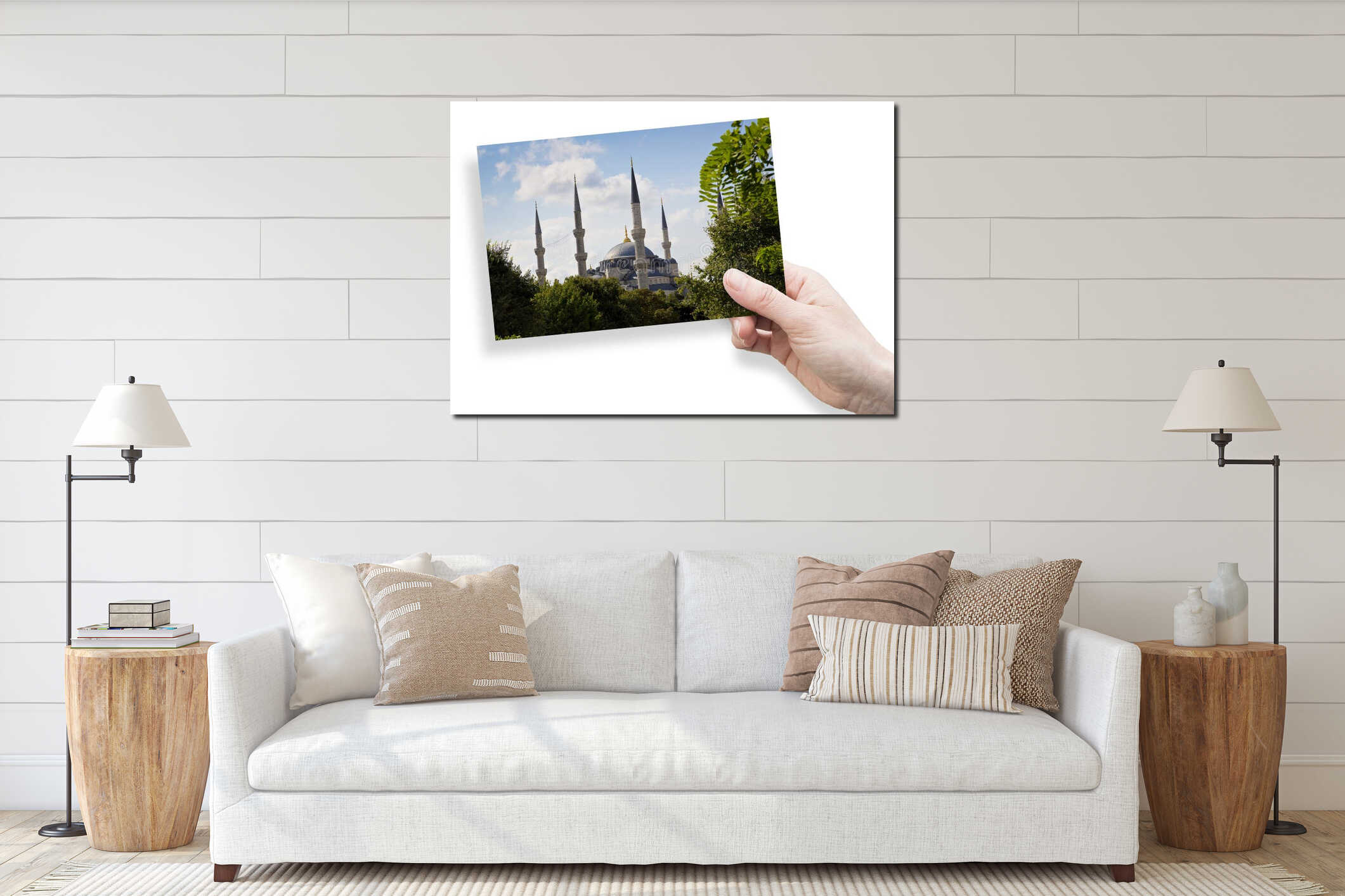 Canvas hanging interior mockup