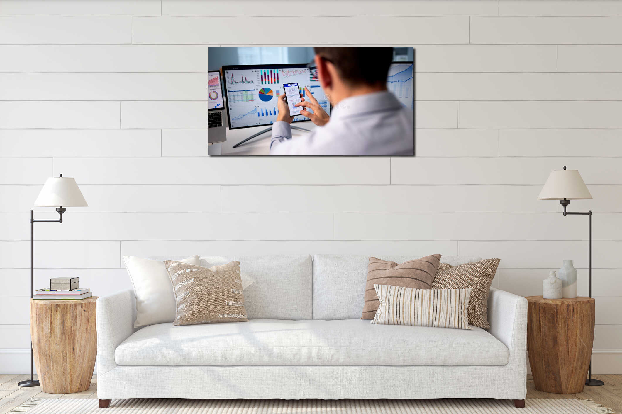 Canvas hanging interior mockup