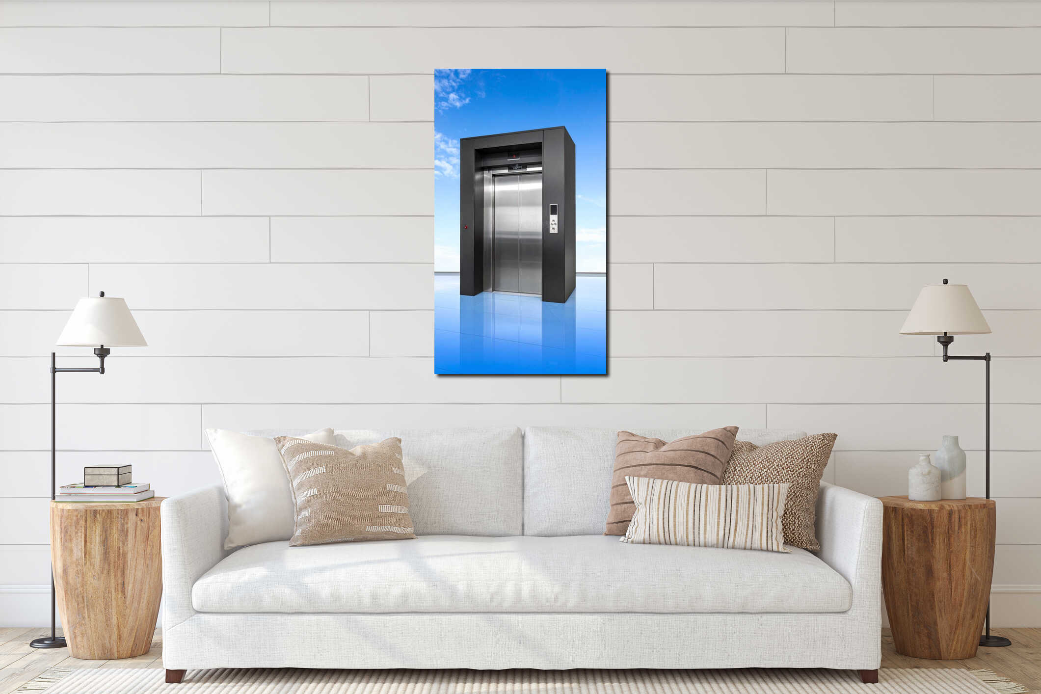 Canvas hanging interior mockup