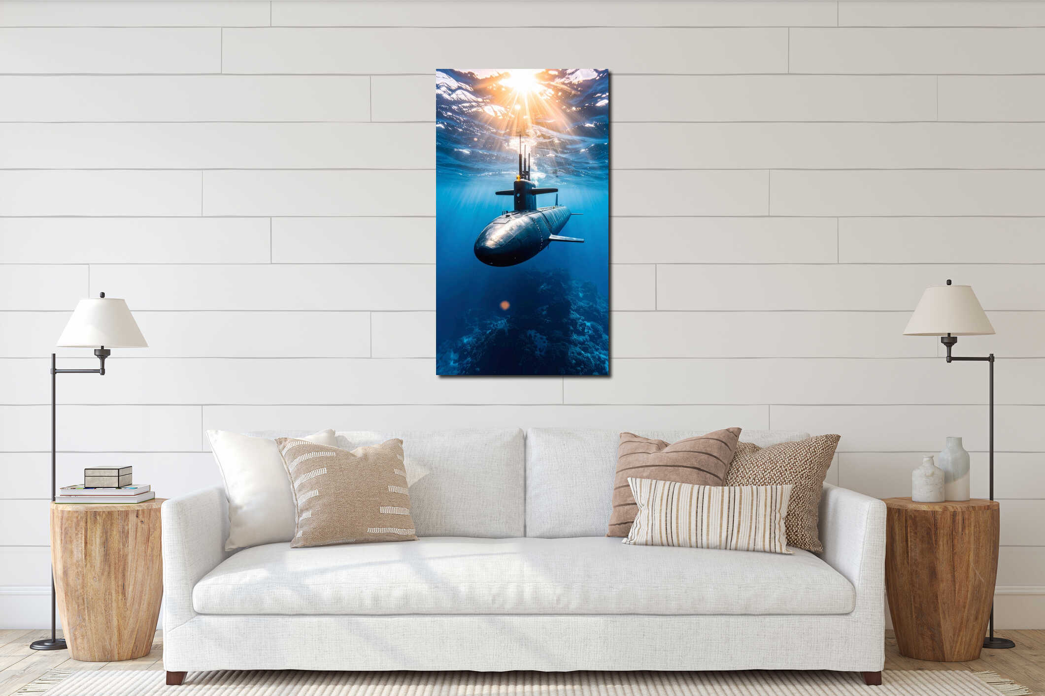 Canvas hanging interior mockup