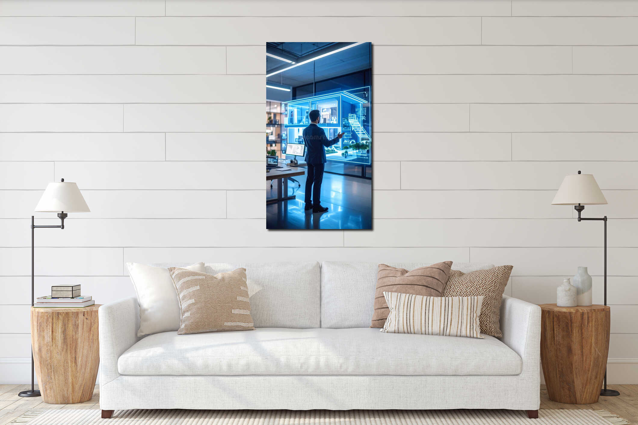 Canvas hanging interior mockup