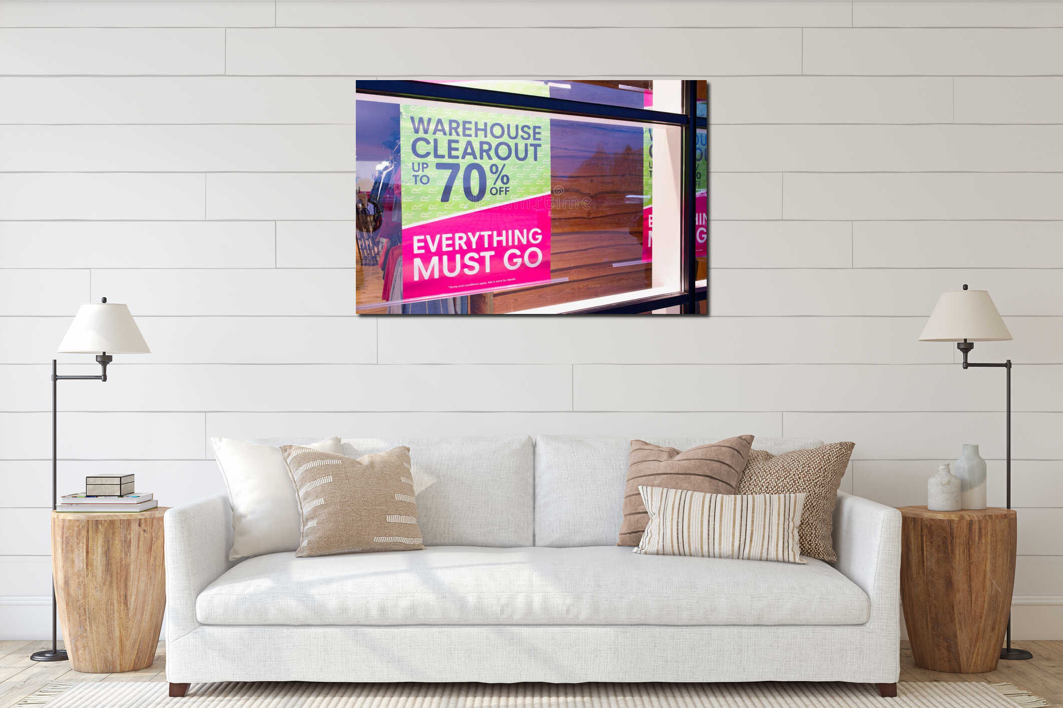 Canvas hanging interior mockup
