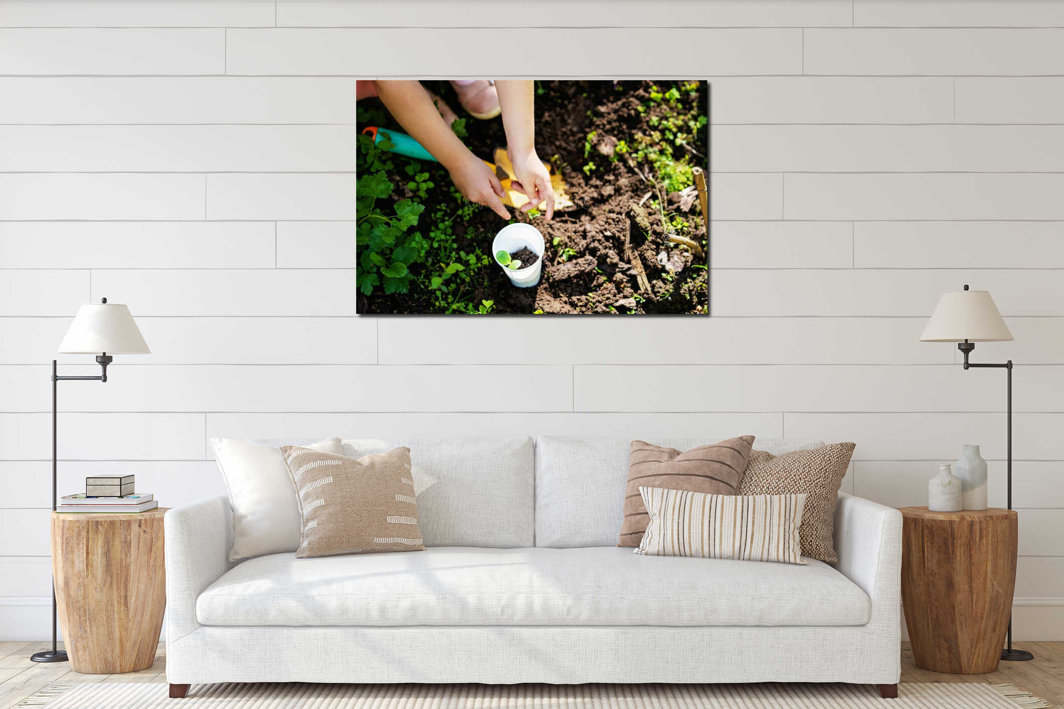 Canvas hanging interior mockup