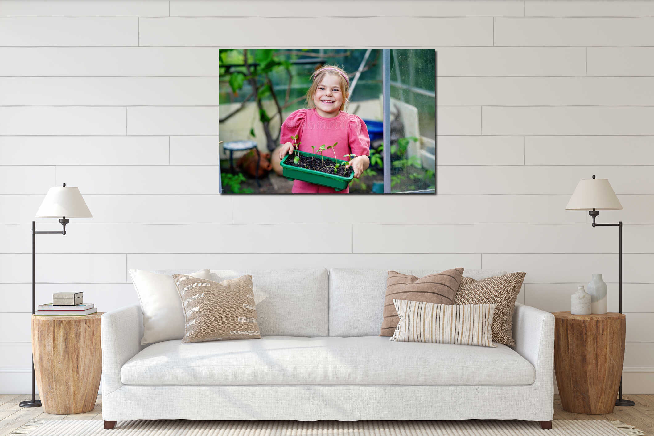 Canvas hanging interior mockup