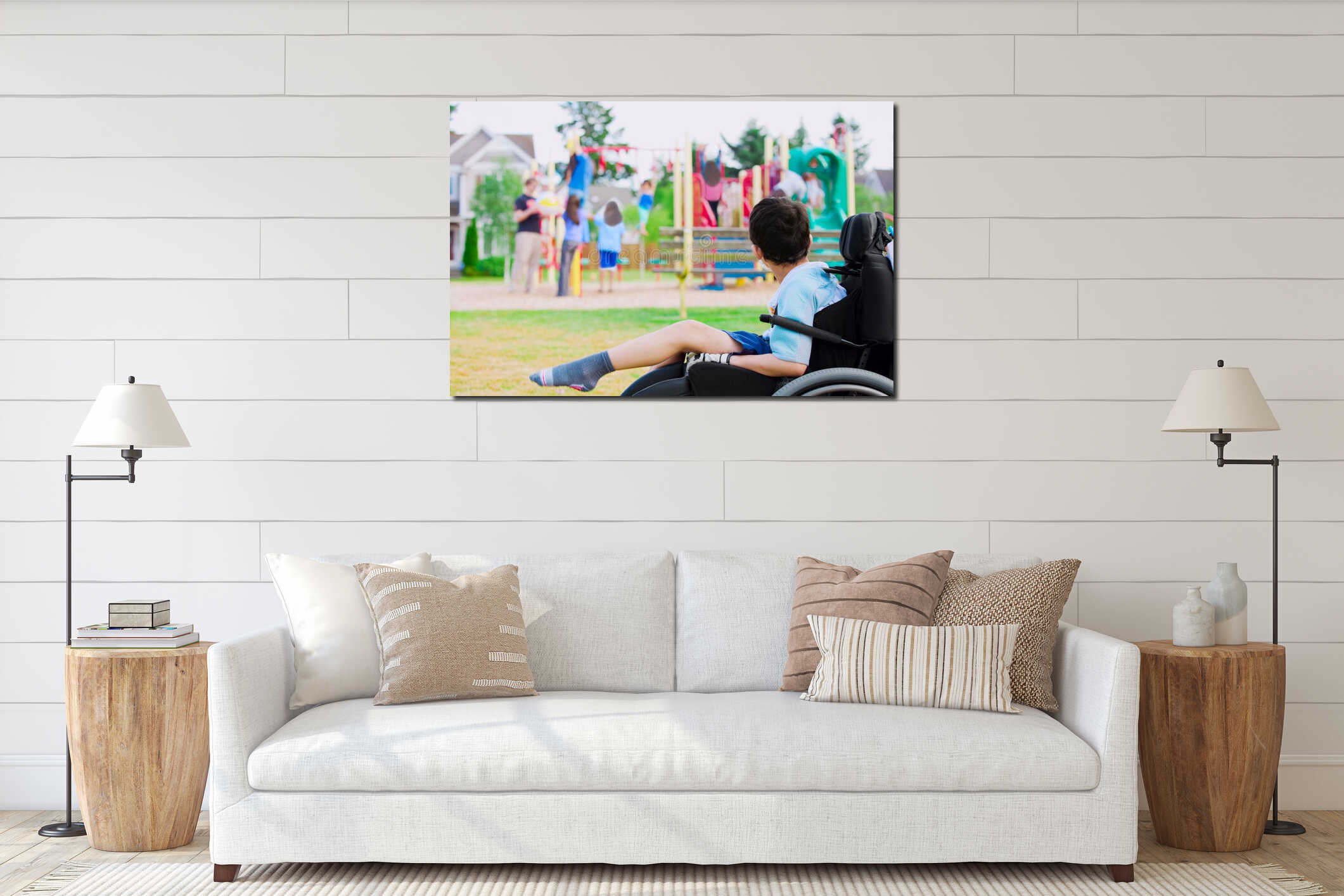 Canvas hanging interior mockup