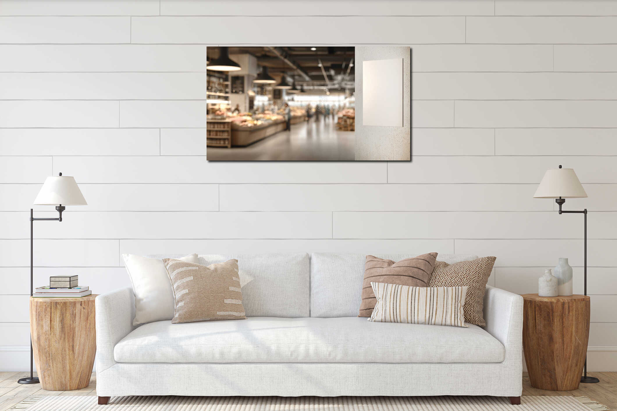Canvas hanging interior mockup