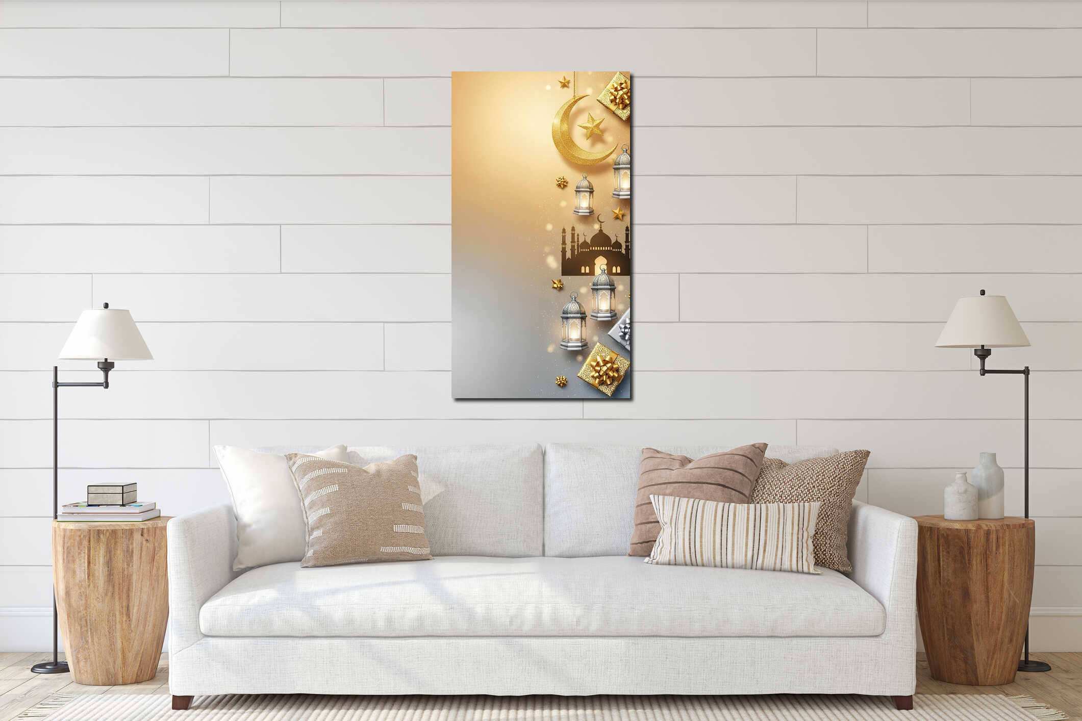Canvas hanging interior mockup