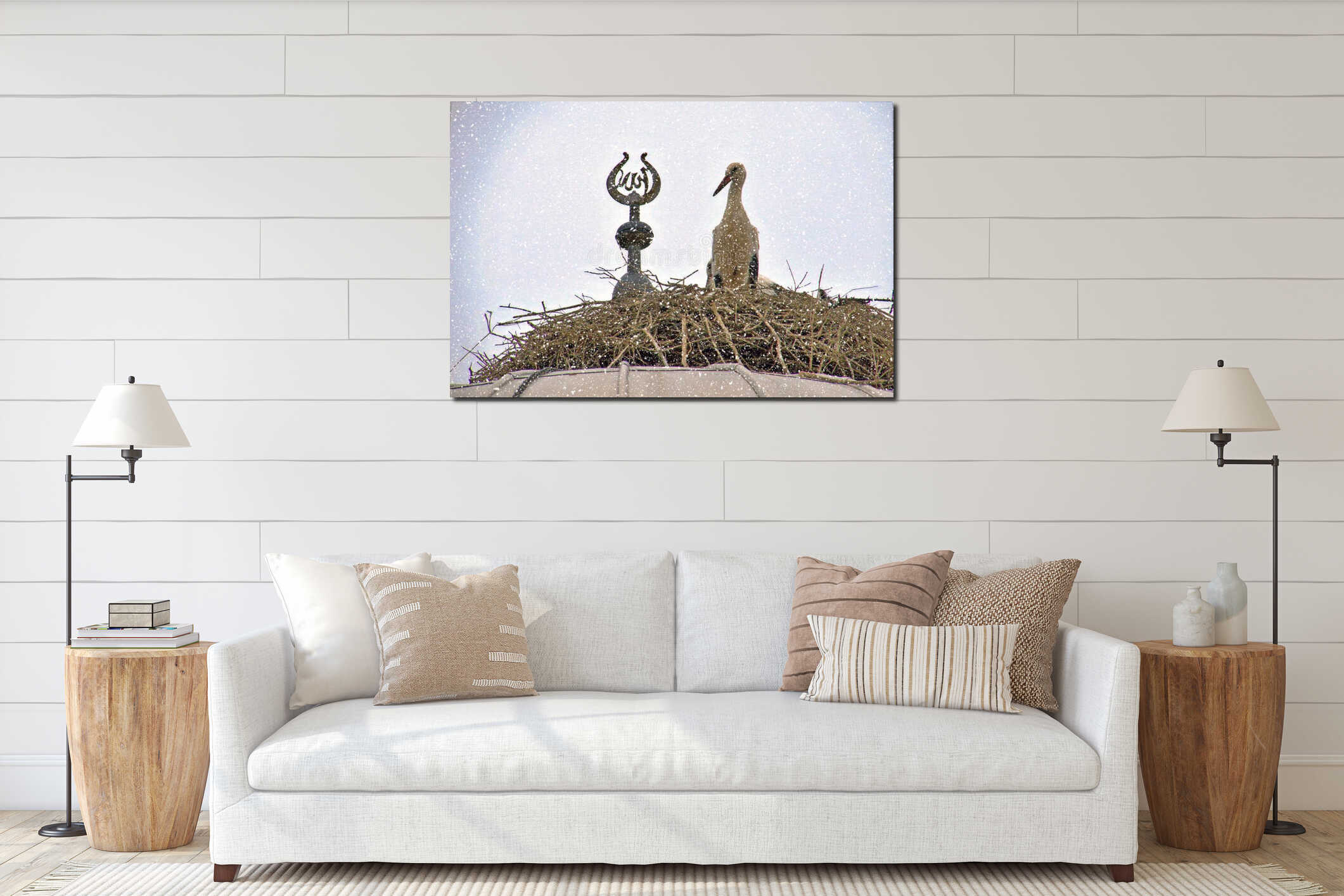 Canvas hanging interior mockup