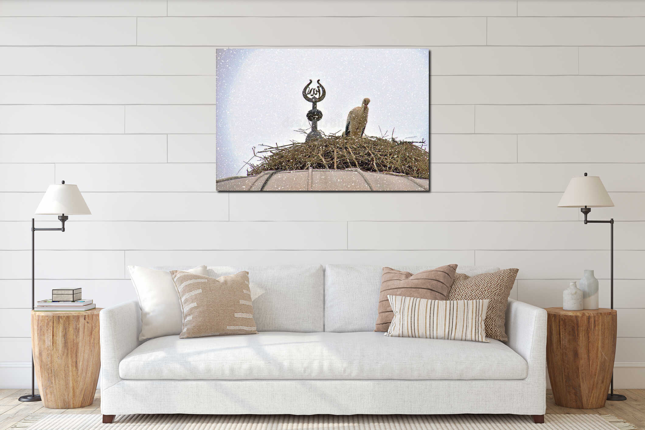 Canvas hanging interior mockup