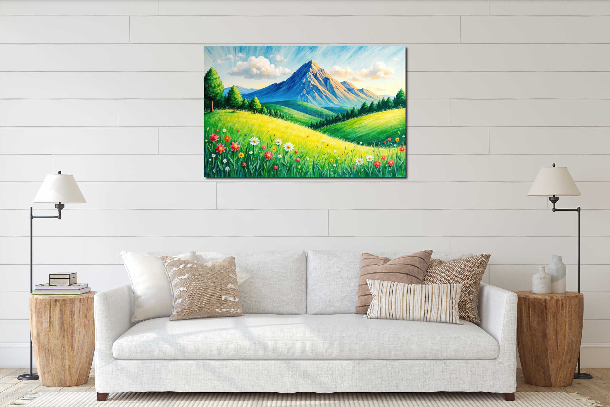 Canvas hanging interior mockup