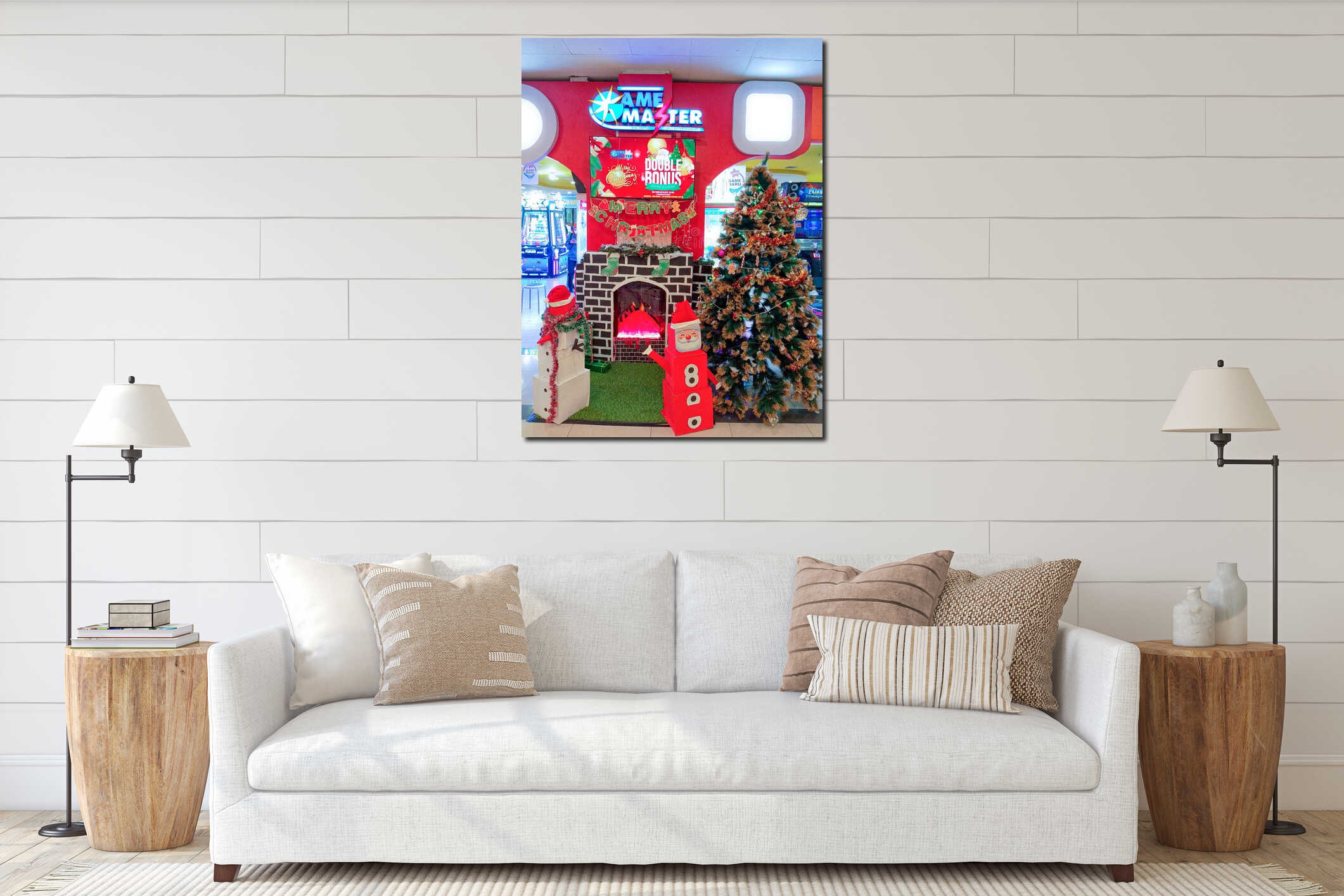 Canvas hanging interior mockup