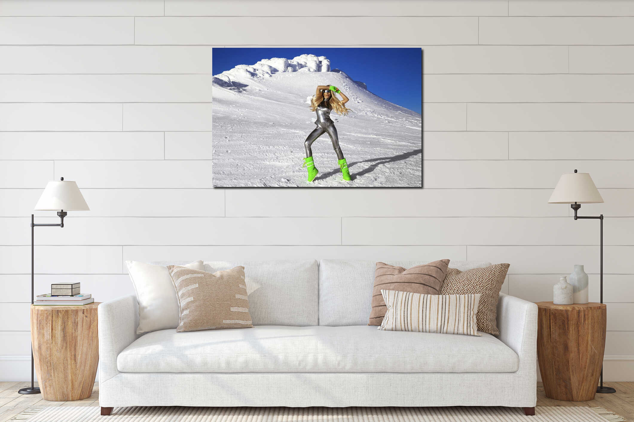 Canvas hanging interior mockup