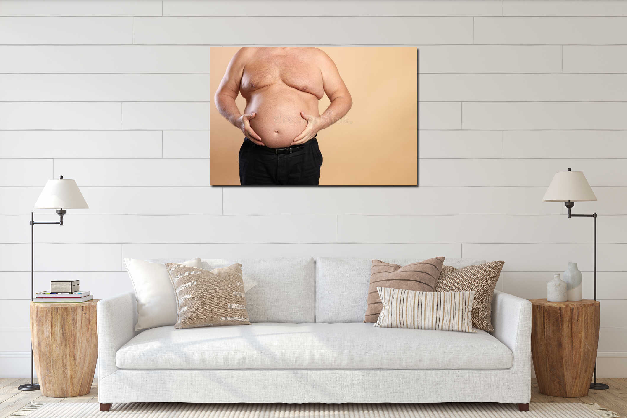 Canvas hanging interior mockup