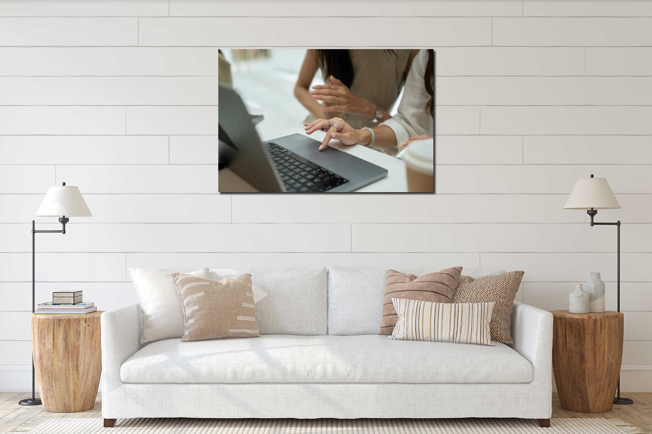 Canvas hanging interior mockup