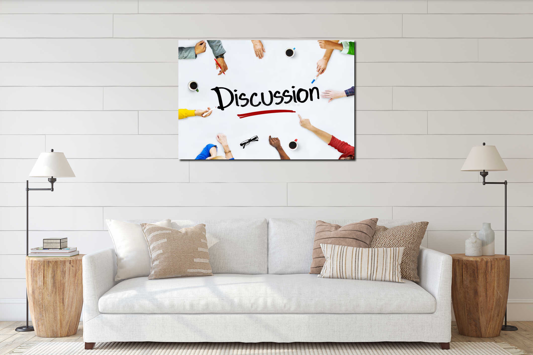 Canvas hanging interior mockup