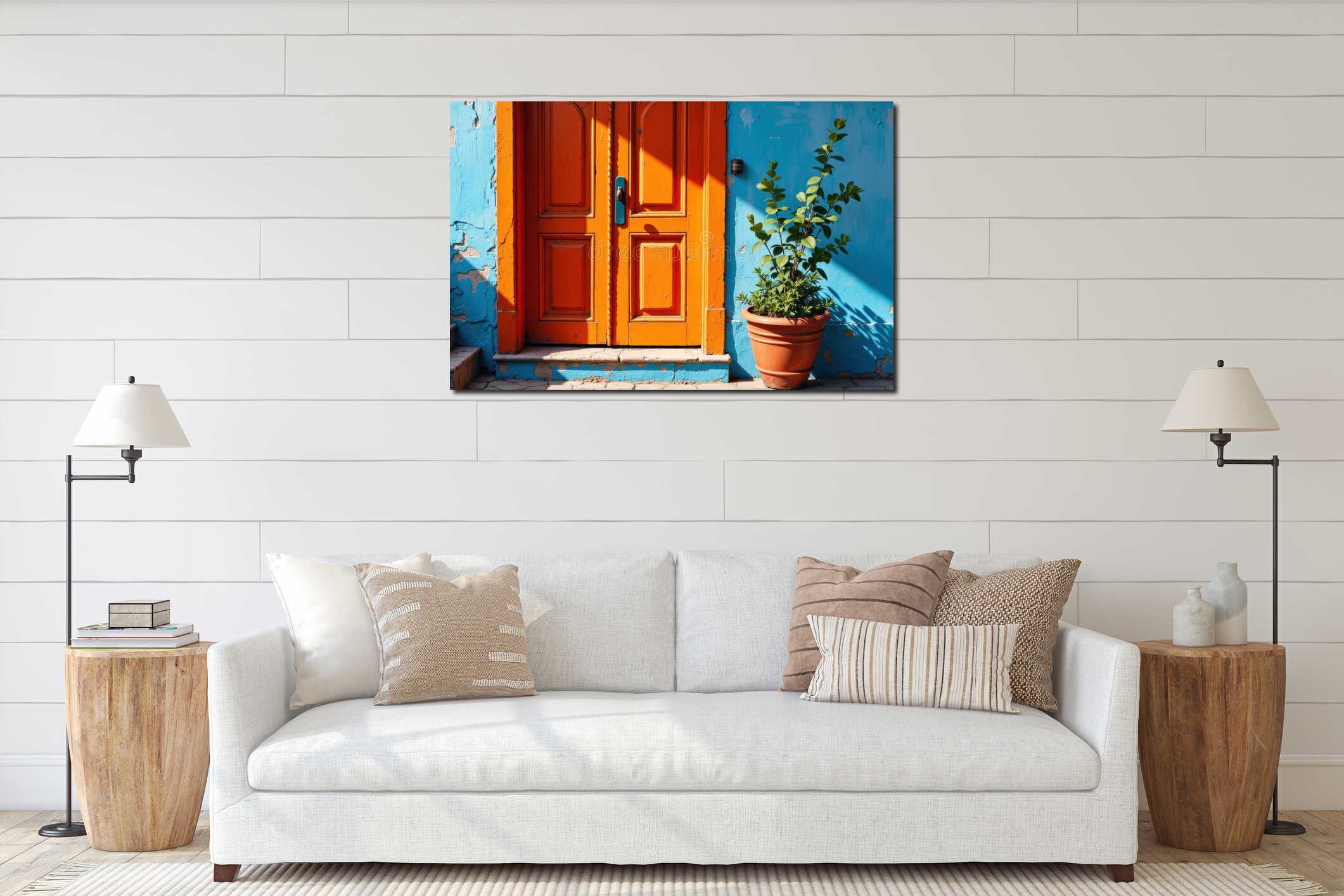 Canvas hanging interior mockup