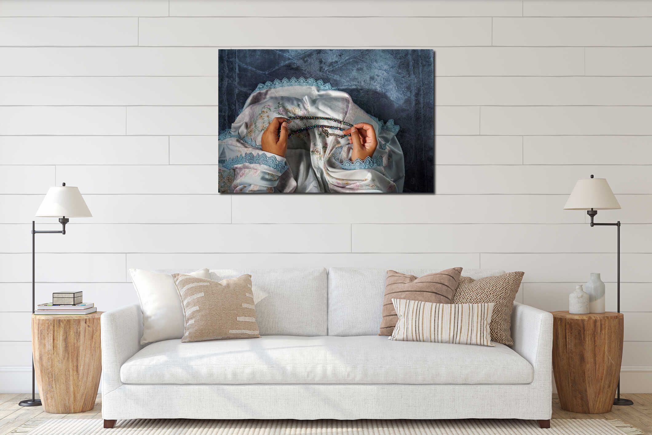 Canvas hanging interior mockup