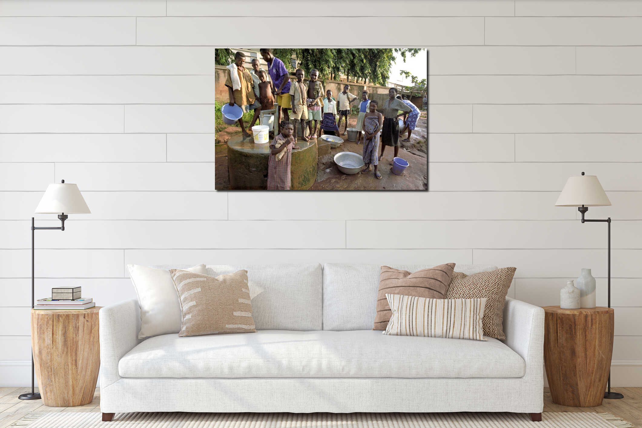 Canvas hanging interior mockup