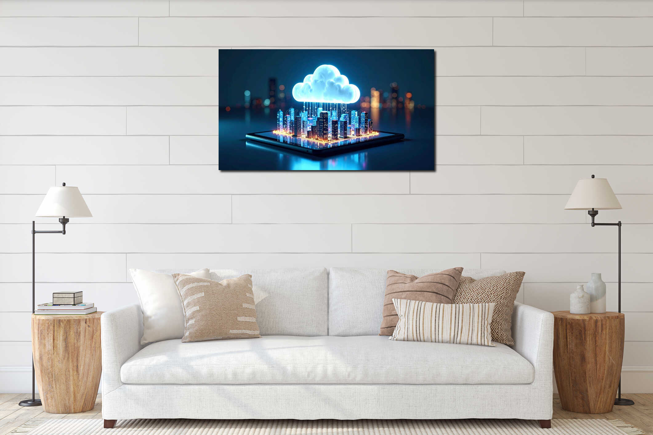 Canvas hanging interior mockup