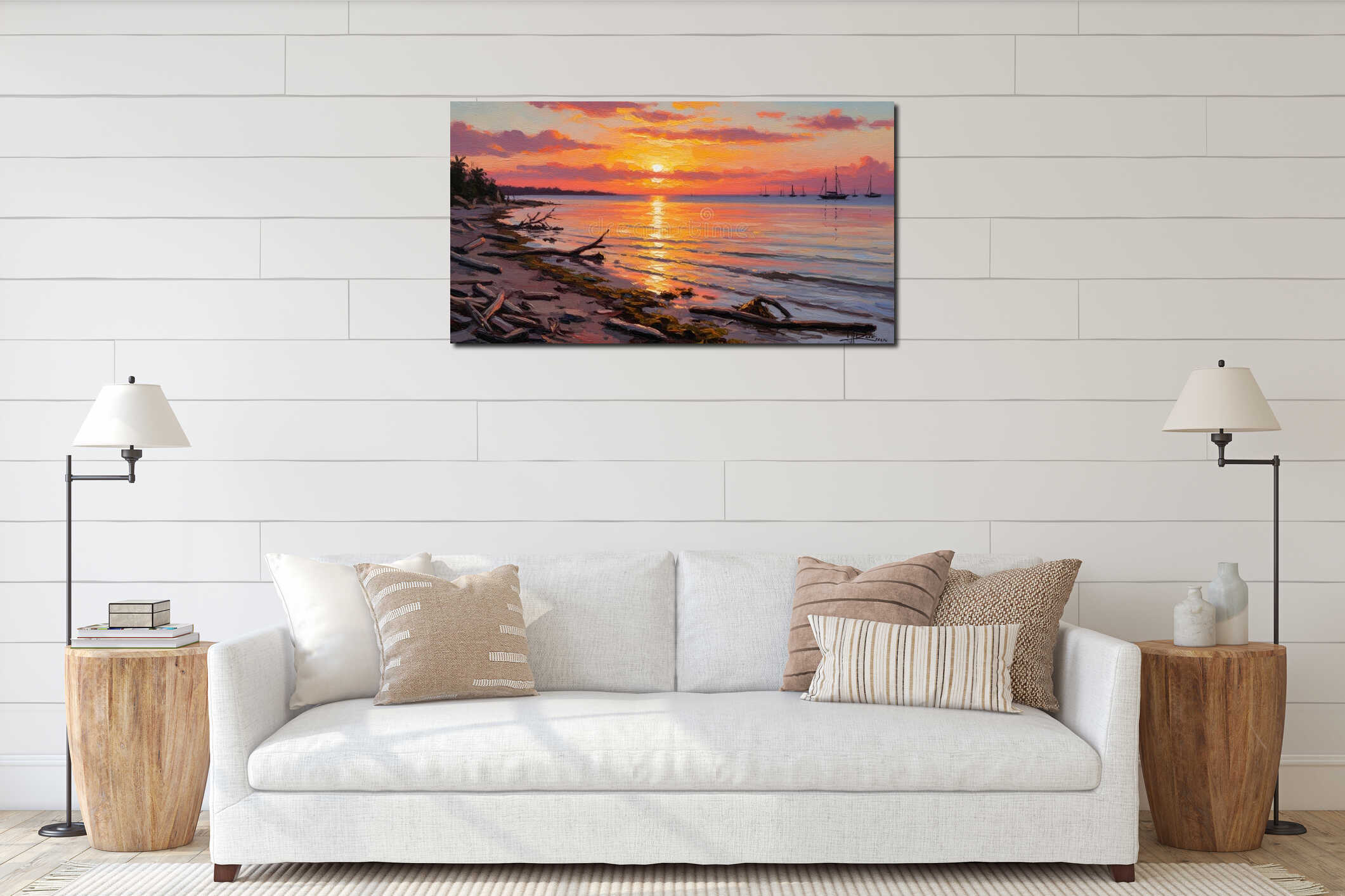 Canvas hanging interior mockup