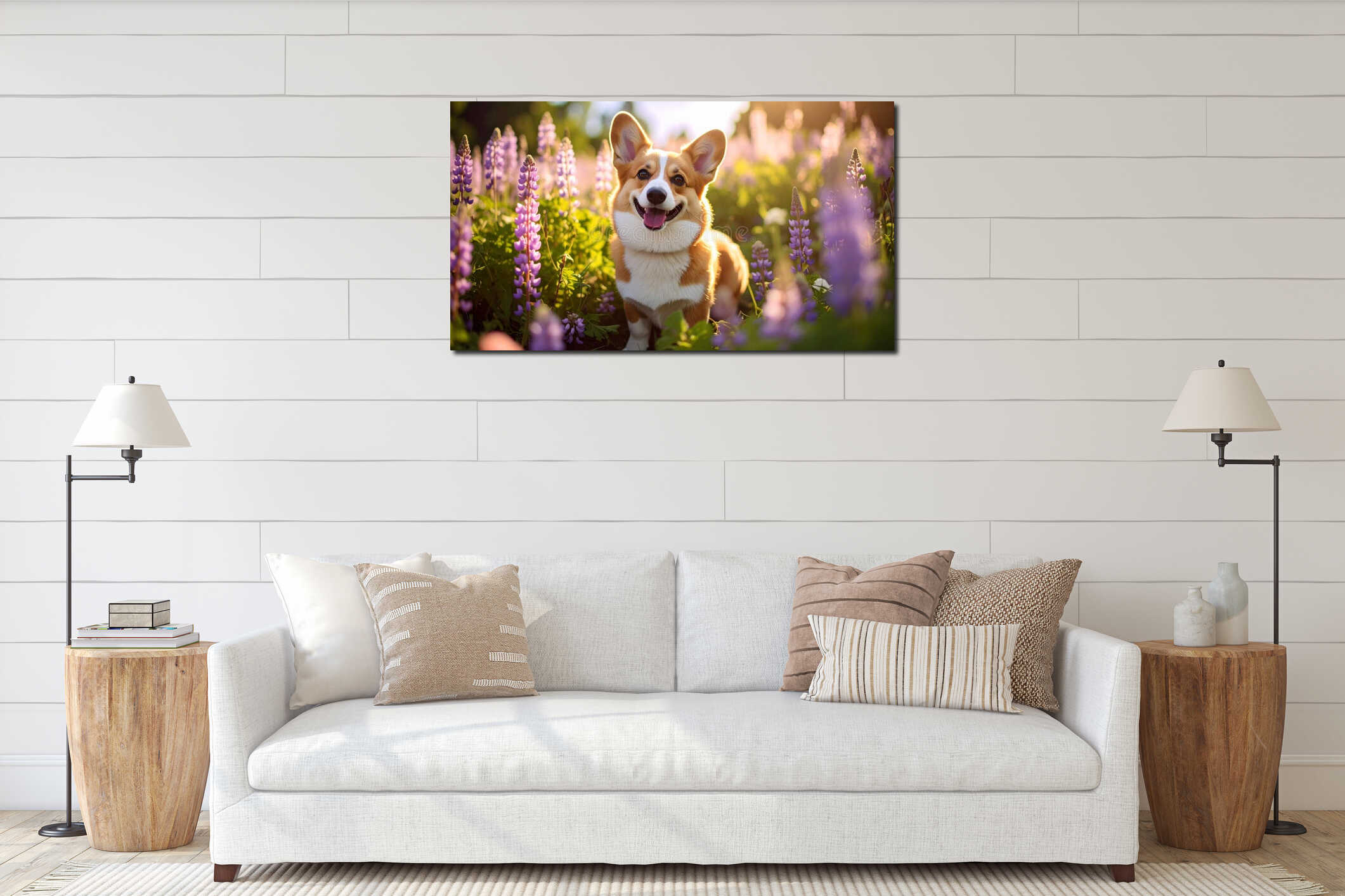 Canvas hanging interior mockup