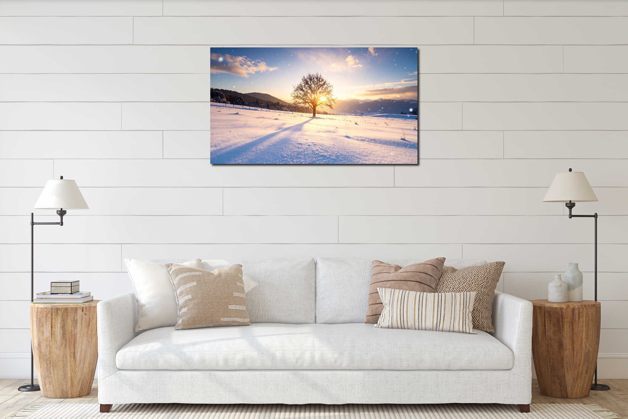 Canvas hanging interior mockup
