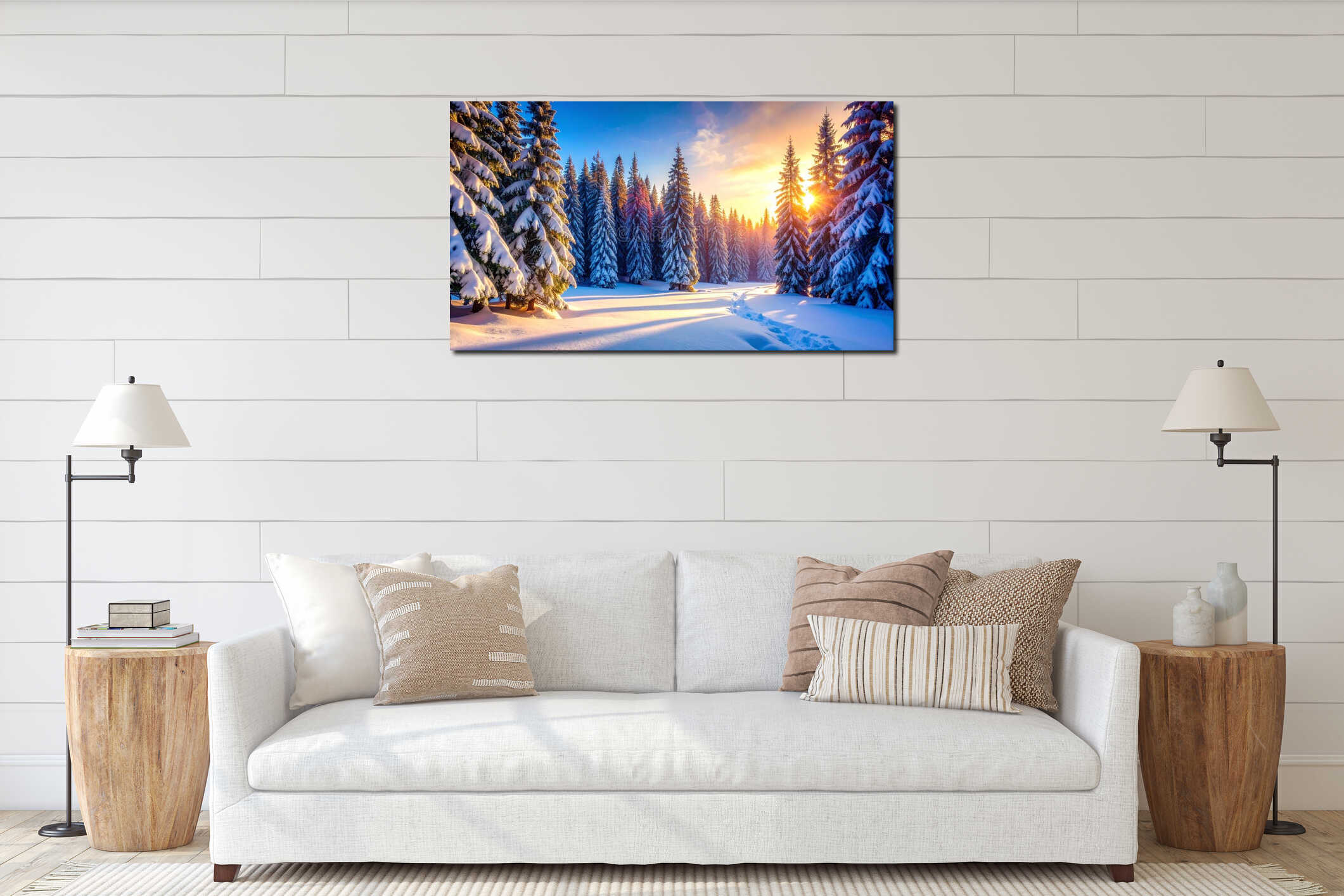 Canvas hanging interior mockup