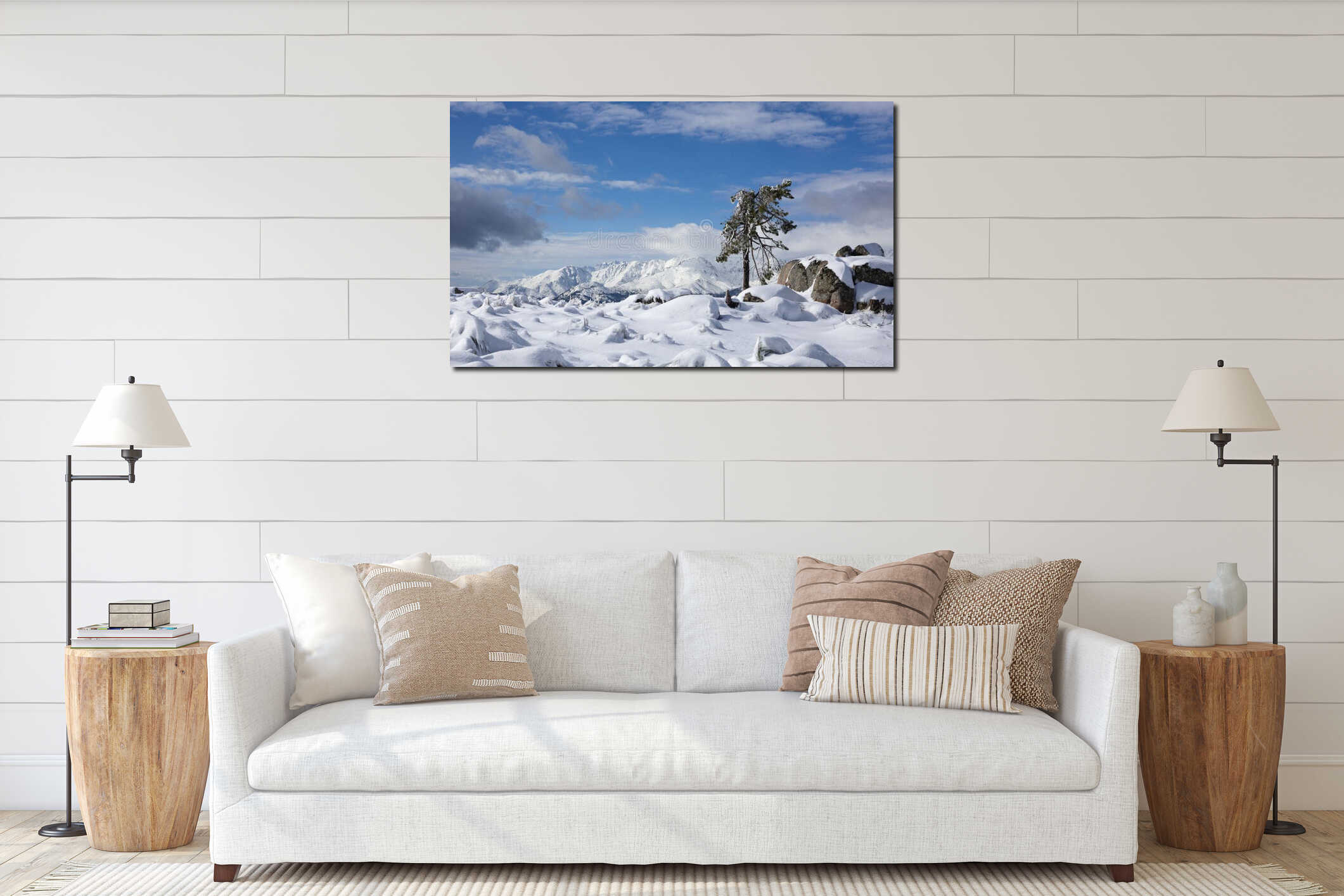 Canvas hanging interior mockup