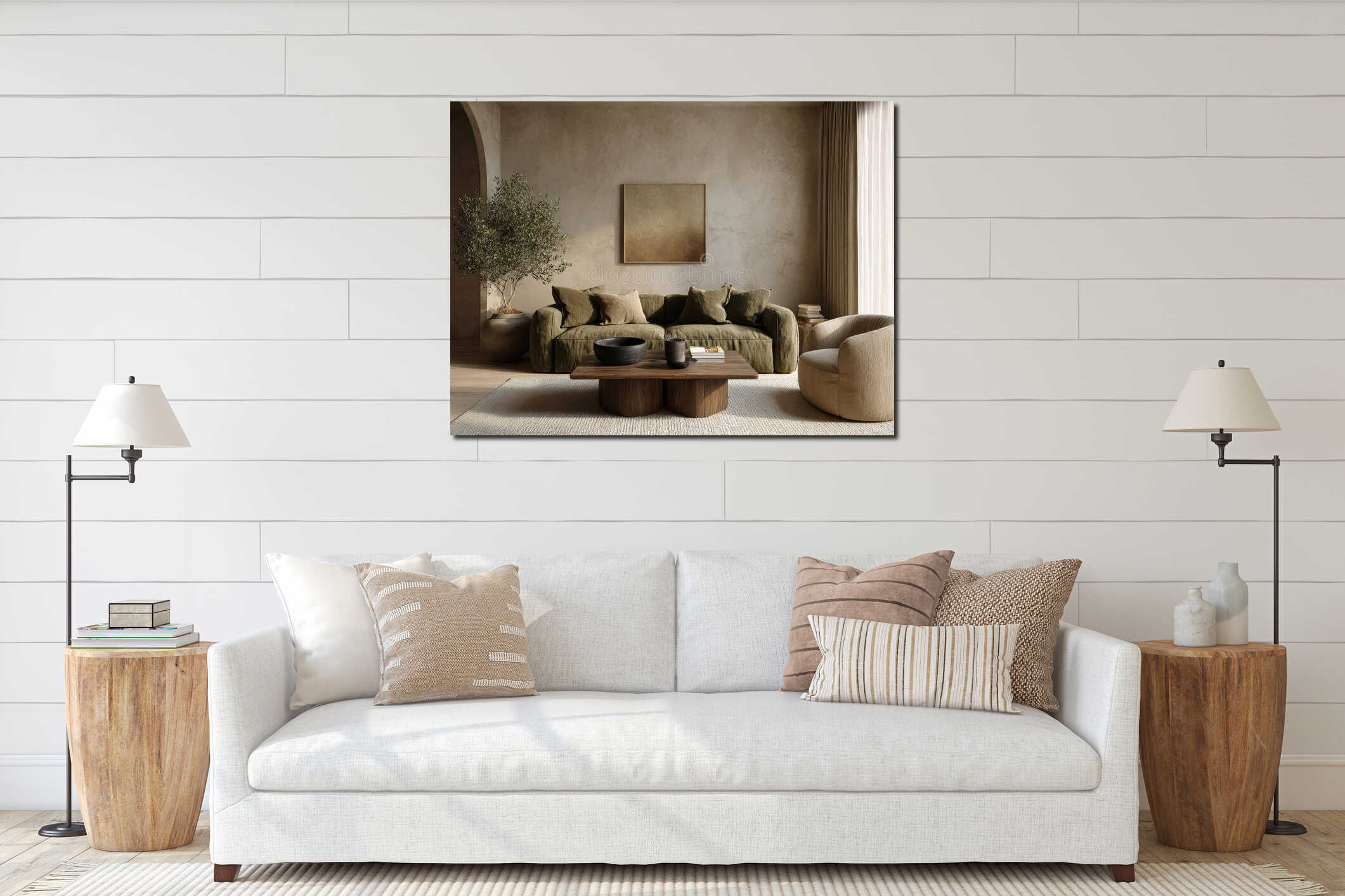 Canvas hanging interior mockup