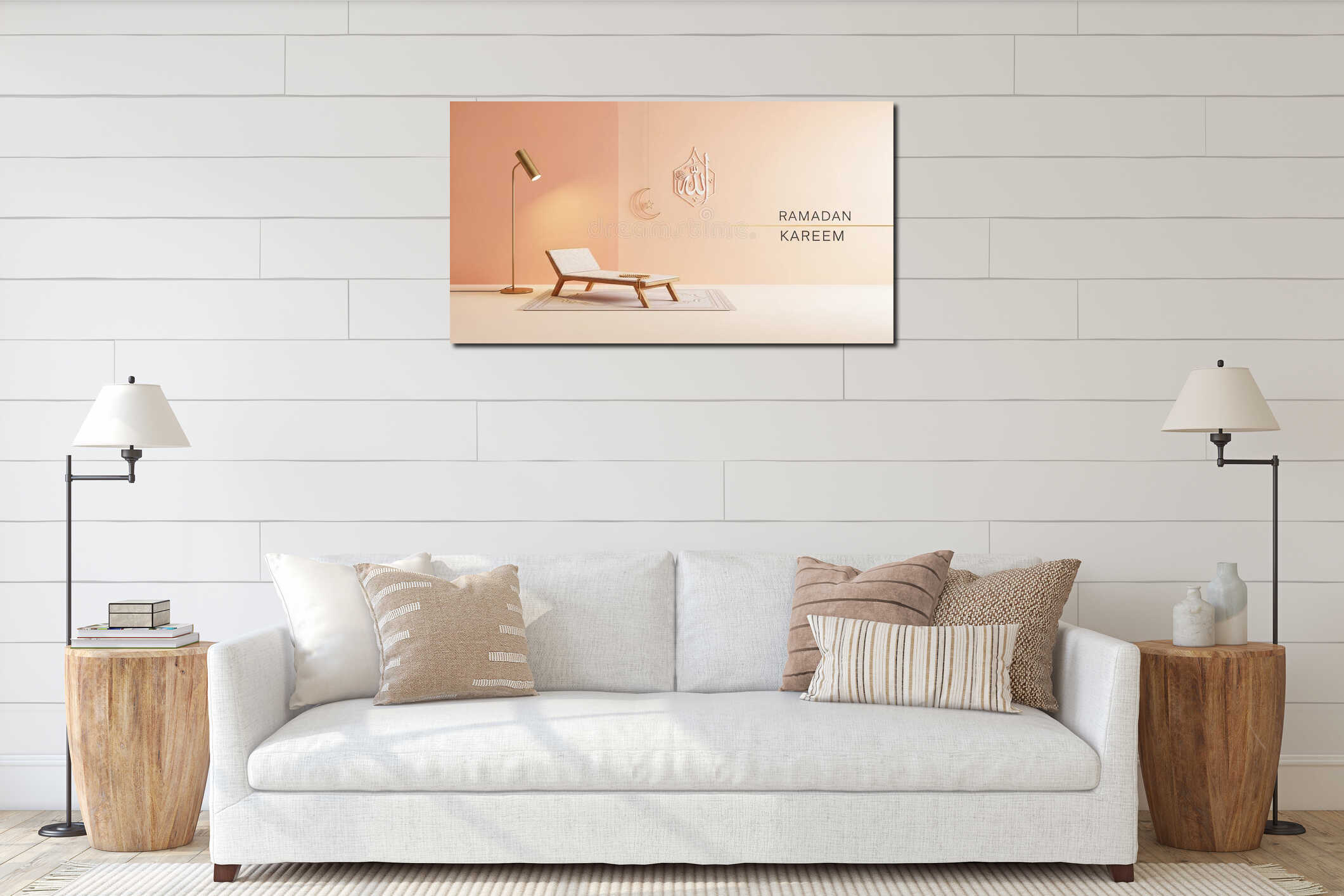 Canvas hanging interior mockup