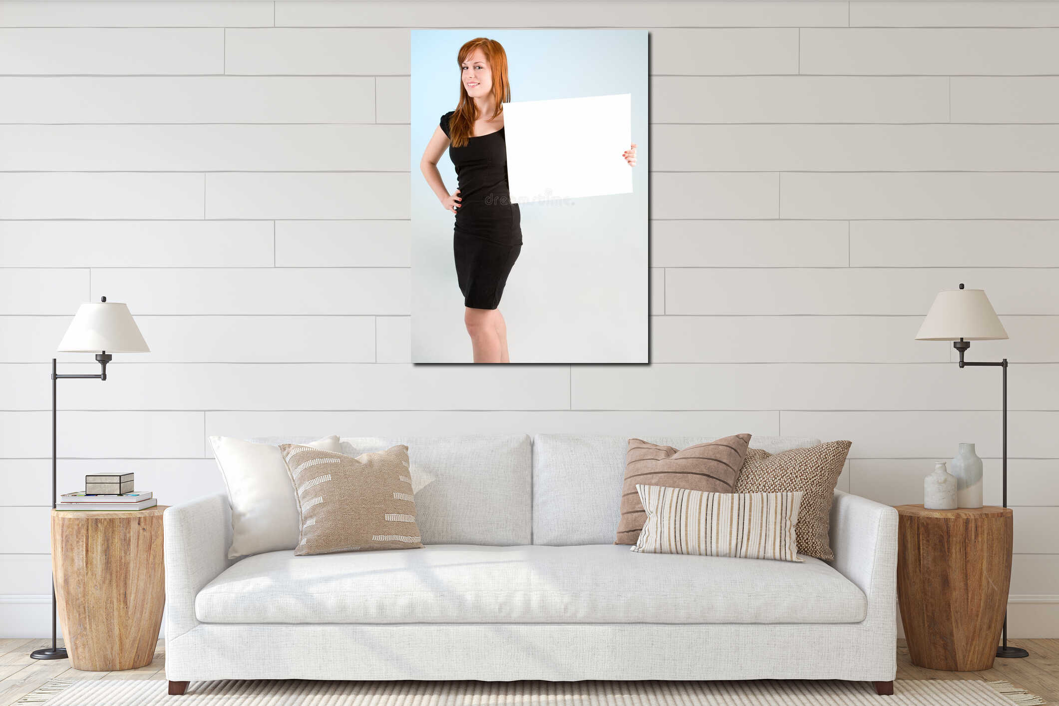 Canvas hanging interior mockup