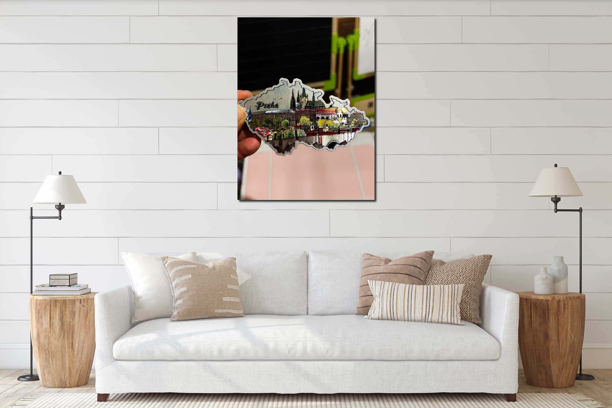 Canvas hanging interior mockup