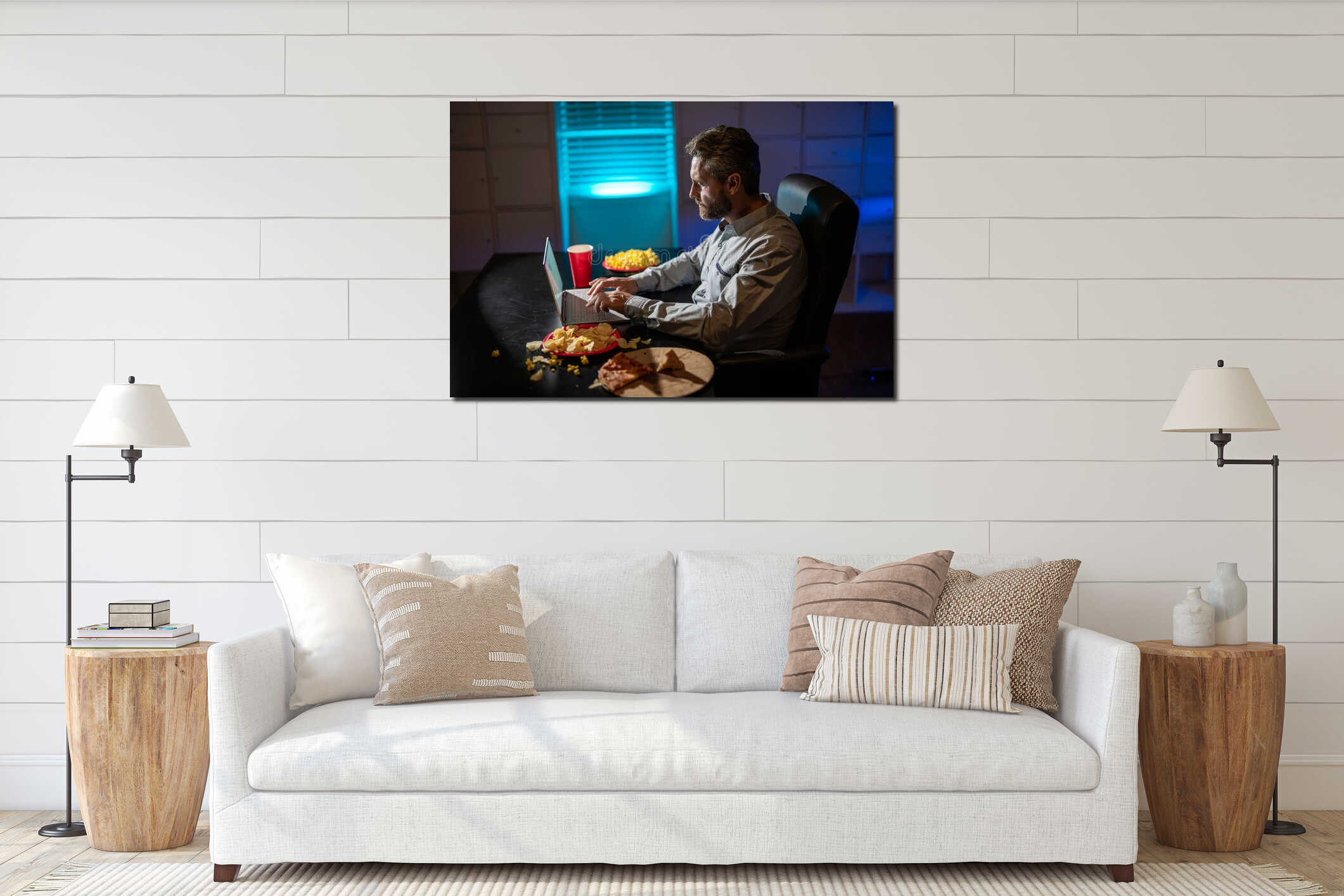 Canvas hanging interior mockup