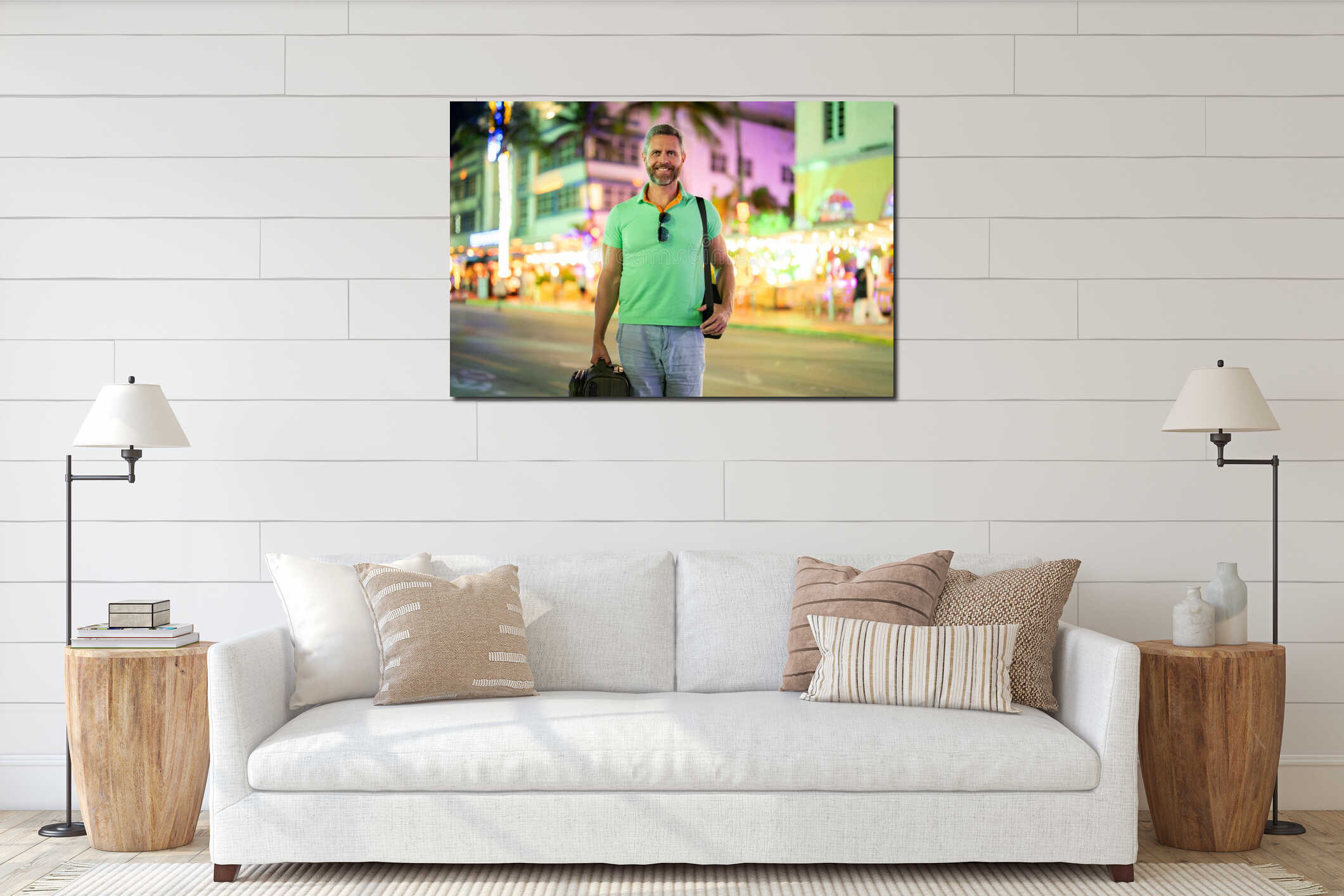 Canvas hanging interior mockup