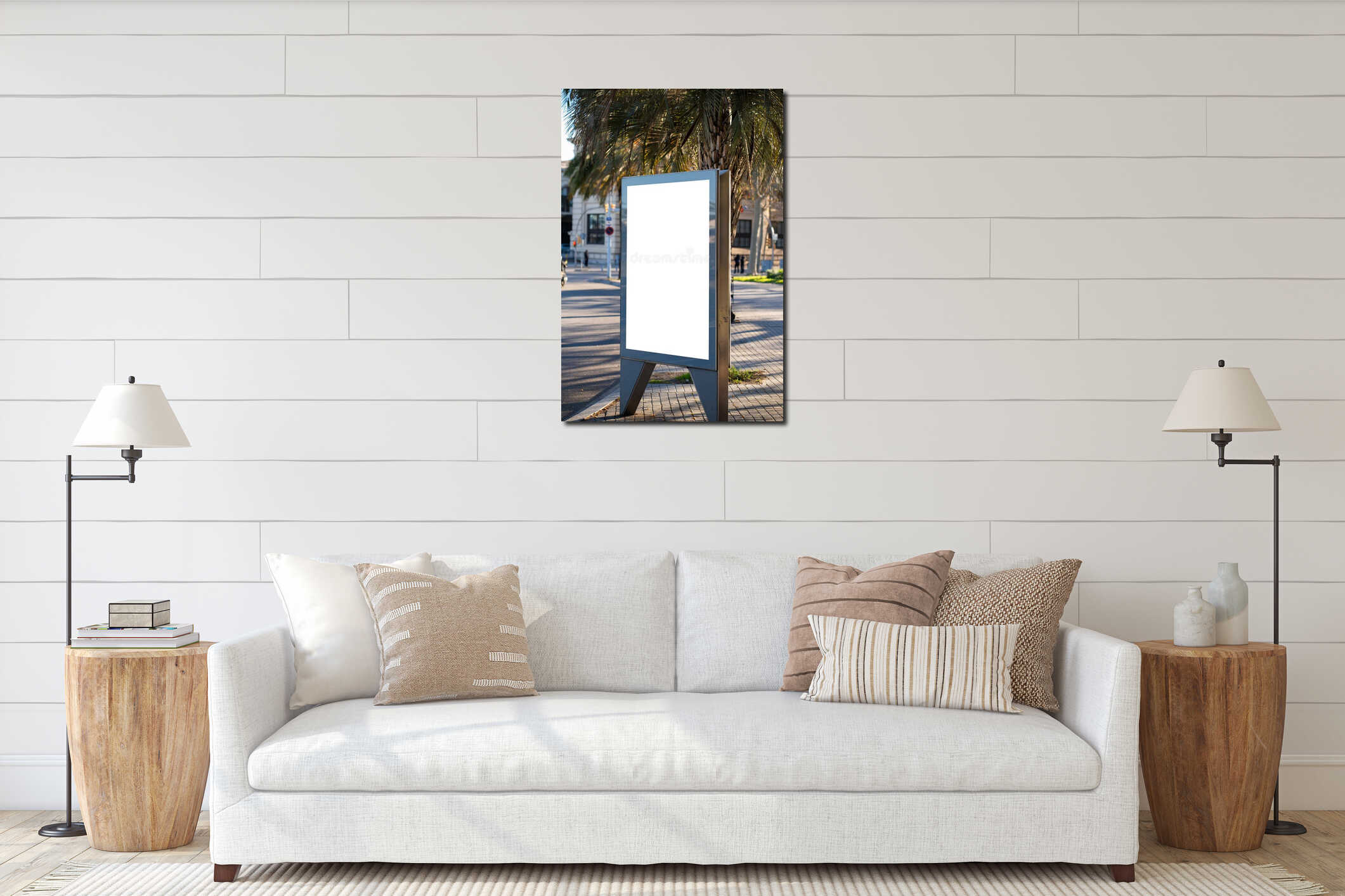 Canvas hanging interior mockup