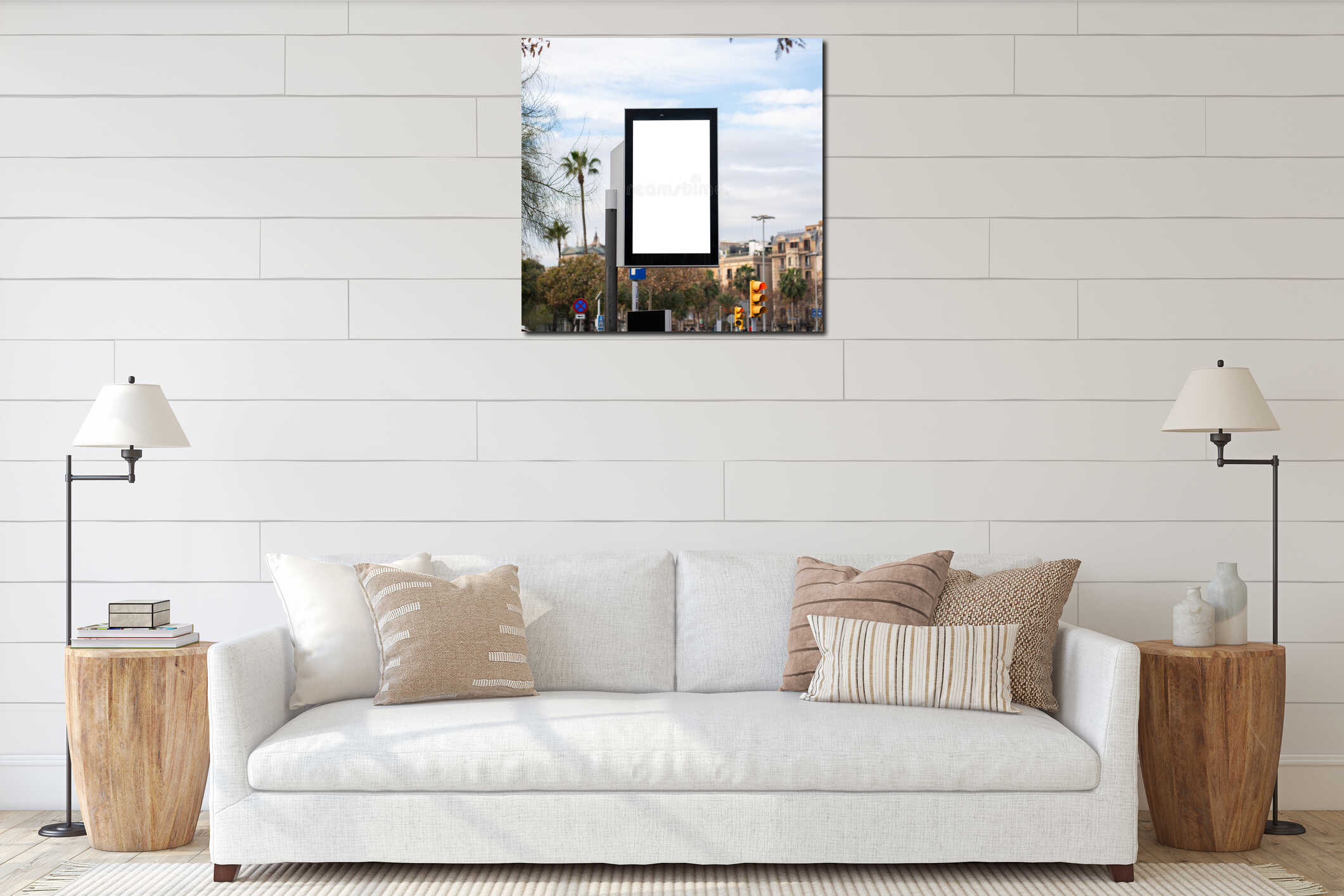 Canvas hanging interior mockup